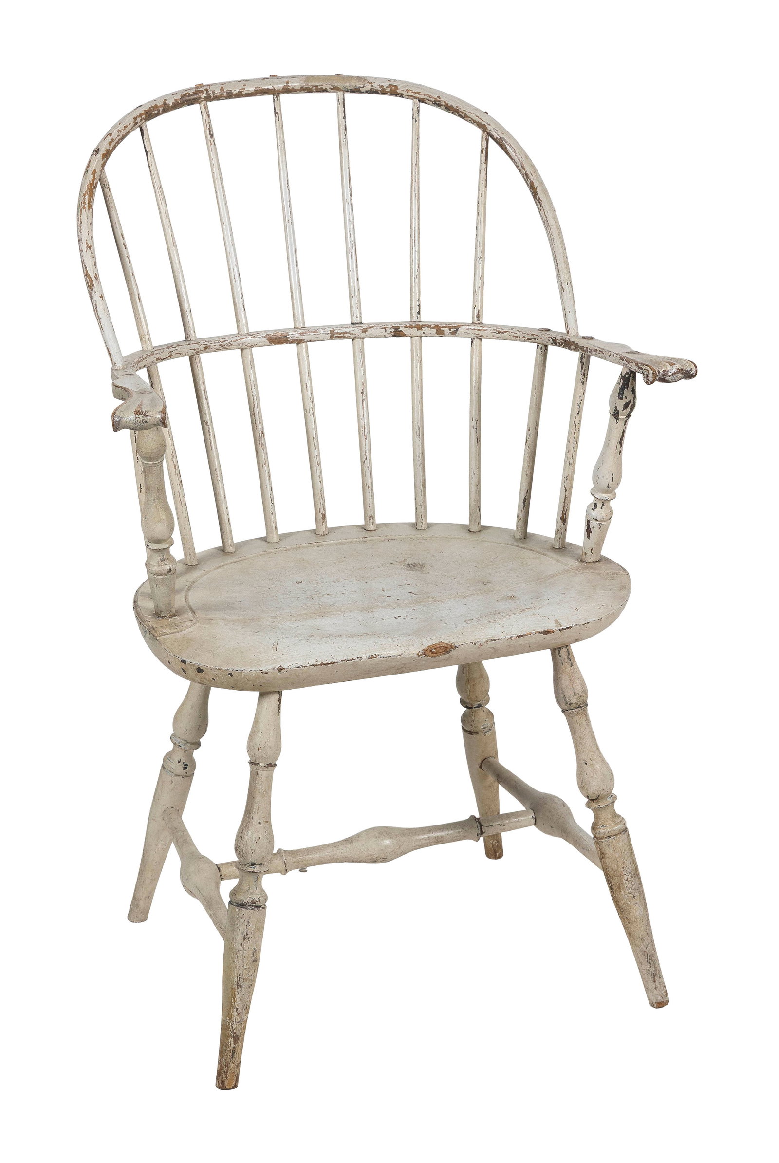 WHITE-PAINTED WINDSOR ARMCHAIR Rhode Island or Connecticut, Circa 1770 Back height 38". Seat height (1 of 2)