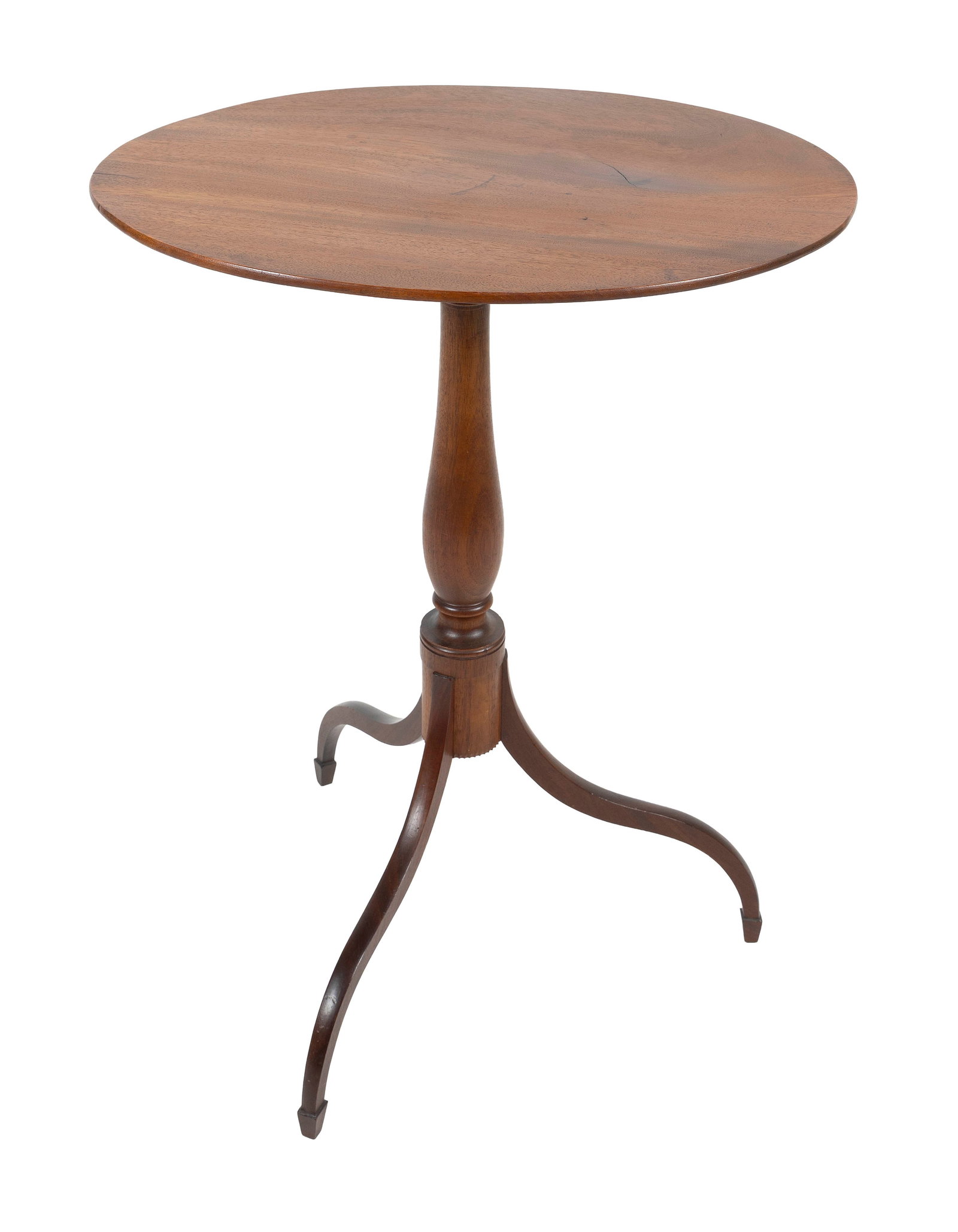 FEDERAL WALNUT TILT-TOP CANDLESTAND New England, Circa 1800 Height 29.5". Top 22" x 16". (1 of 5)
