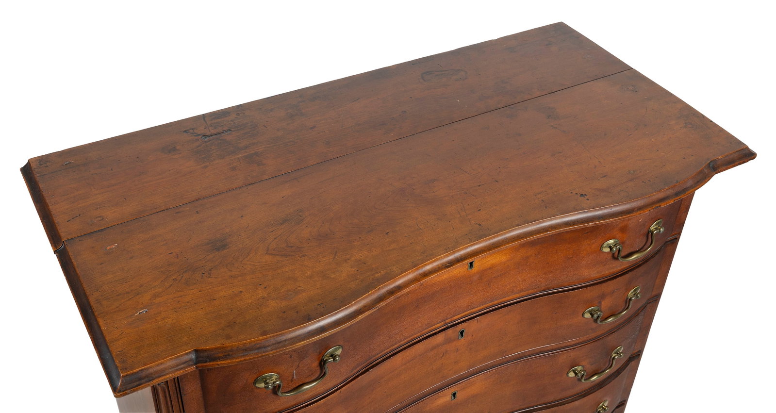 CHIPPENDALE CHERRY REVERSE-SERPENTINE CHEST OF DRAWERS Connecticut, probably Colchester Area, Circa - 2