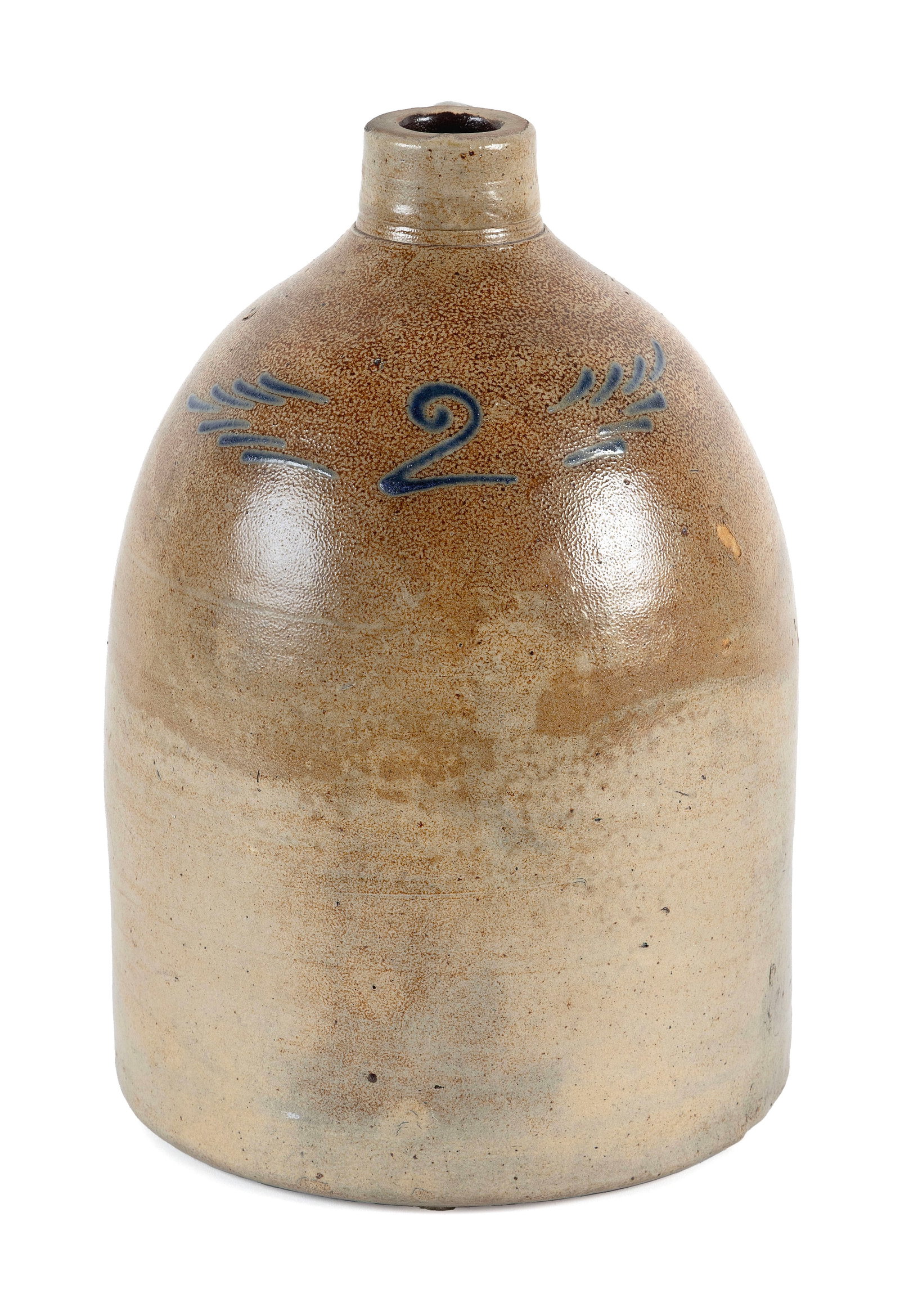 TWO-GALLON STONEWARE JUG 19th Century Height 14". (1 of 3)