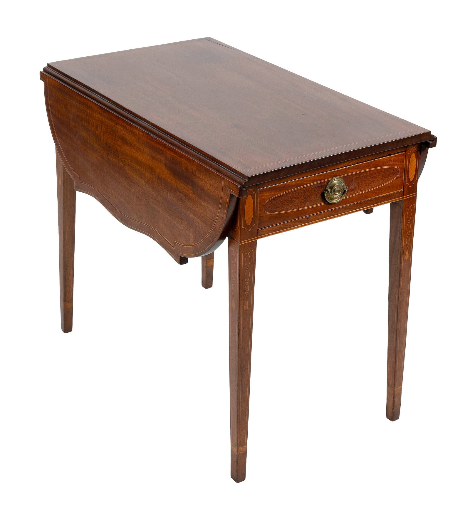 FEDERAL INLAID MAHOGANY PEMBROKE TABLE New York, Circa 1800 Height 28". Width open 38". Depth 32". (1 of 5)