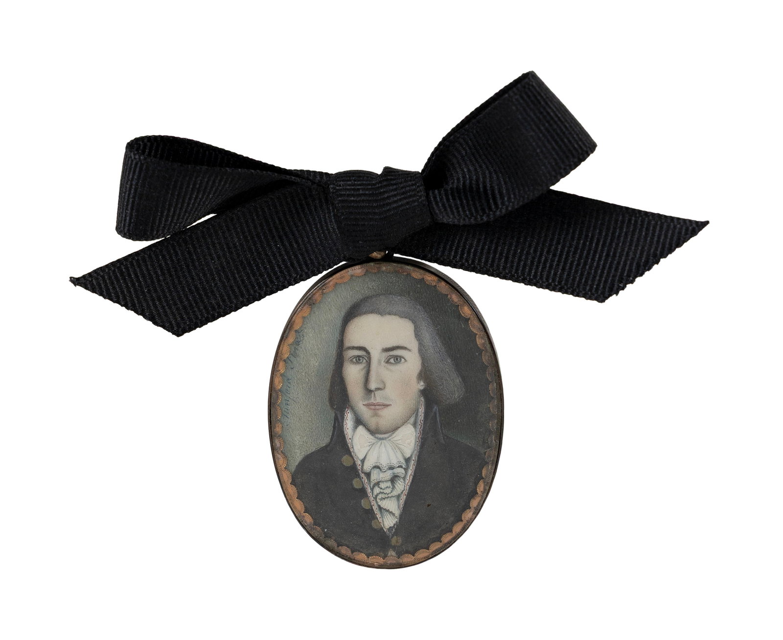 ATTRIBUTED TO ISAAC SANFORD (America, d. 1842), Circa 1810 portrait miniature on ivory of a (1 of 1)