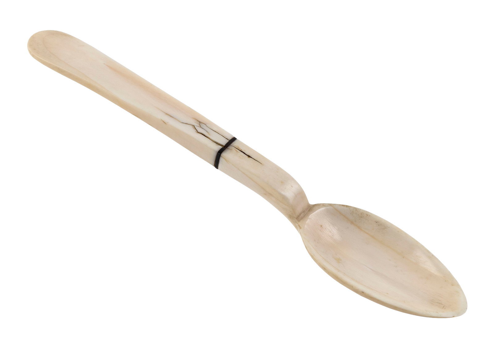 CARVED WALRUS IVORY SPOON 19th Century Length 9.75". (1 of 1)