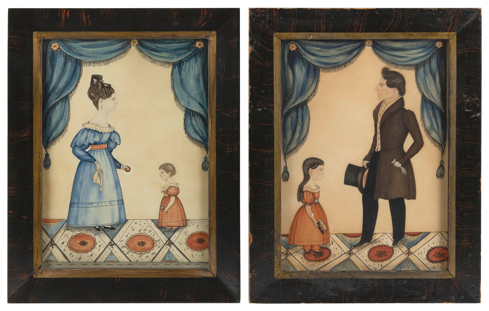 J. EVANS (New Hampshire, Active 1820s-1850s), An extremely fine pair of portraits depicting the (1 of 1)