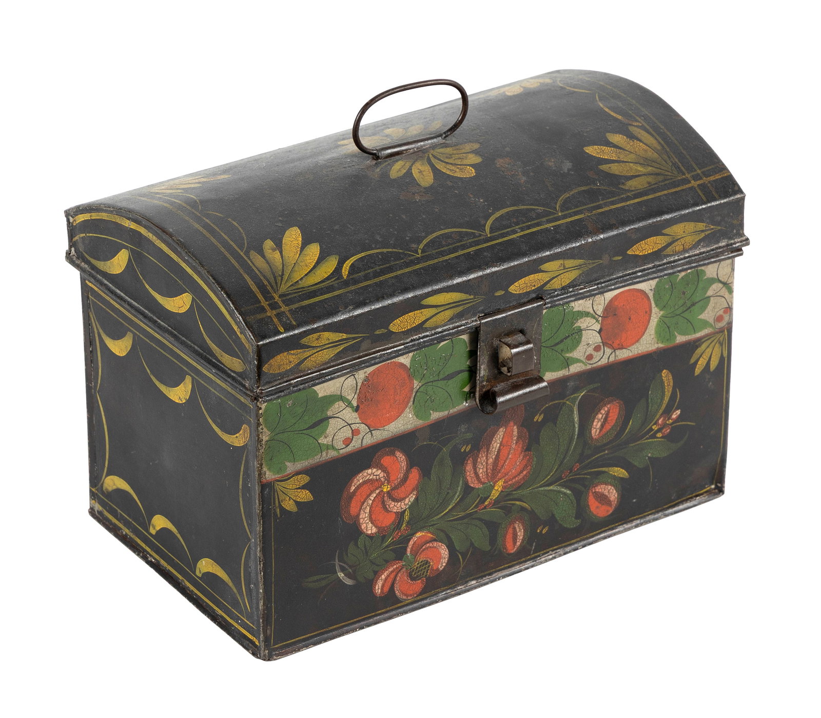 PAINT-DECORATED TOLEWARE DOCUMENT BOX New England, probably Connecticut, Mid-19th Century Height (1 of 5)