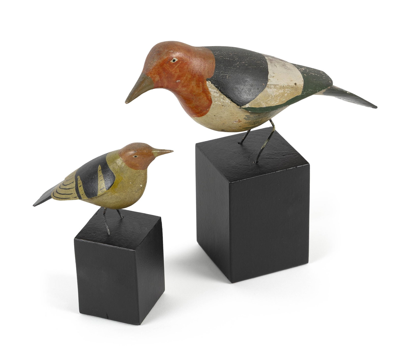PAIR OF CARVED AND PAINTED WOODEN SONGBIRDS Late 19th Century (1 of 3)