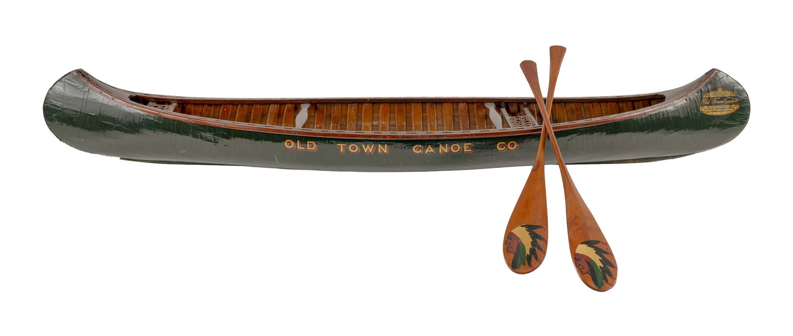 RARE OLD TOWN CANOE CO. SALES SAMPLE CANOE MODEL Old Town, Maine, Early 20th Century Length 48". (1 of 5)