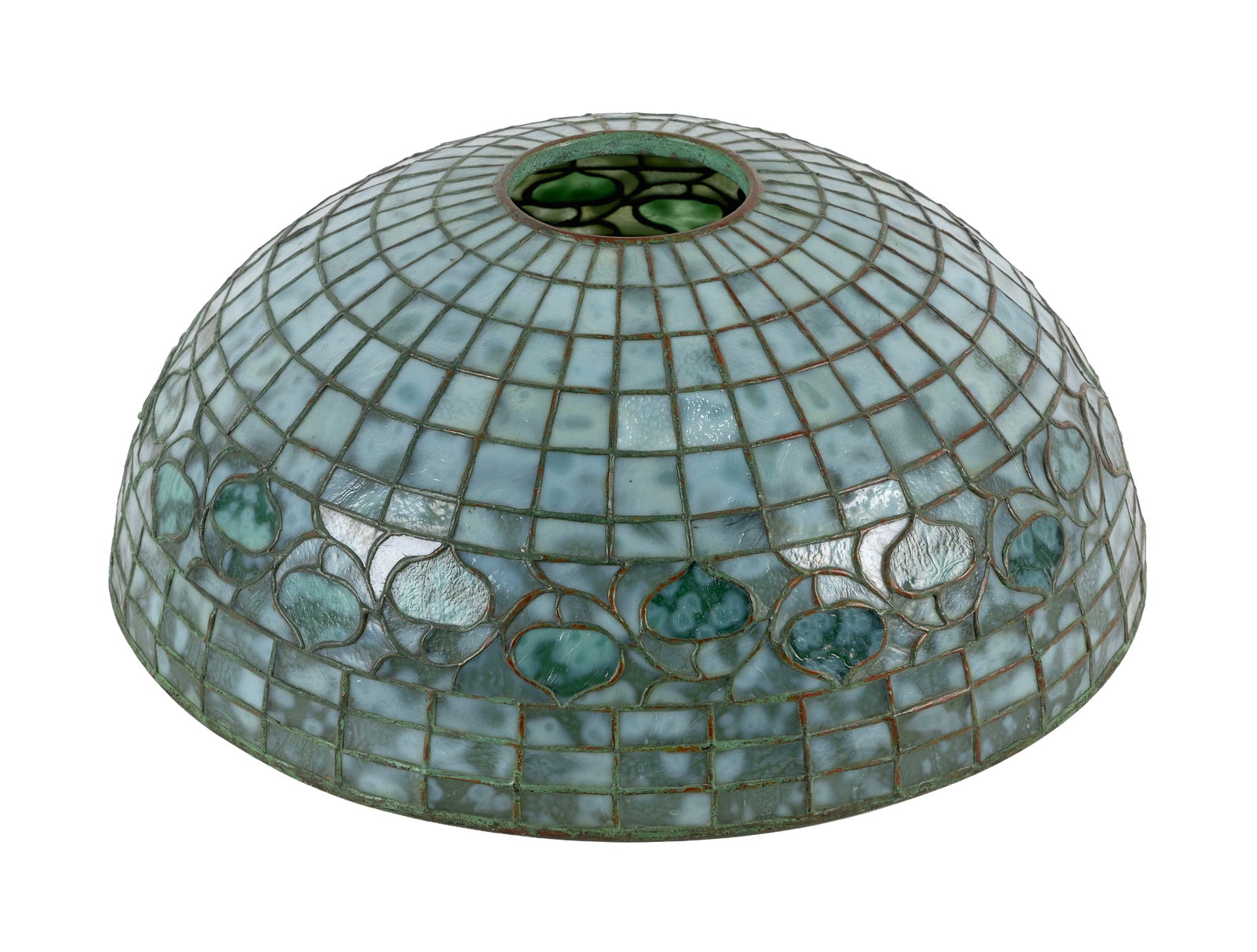 TIFFANY STUDIOS "ACORN" LEADED GLASS AND PATINATED BRONZE TABLE LAMP New York, Circa 1900 Height - 5