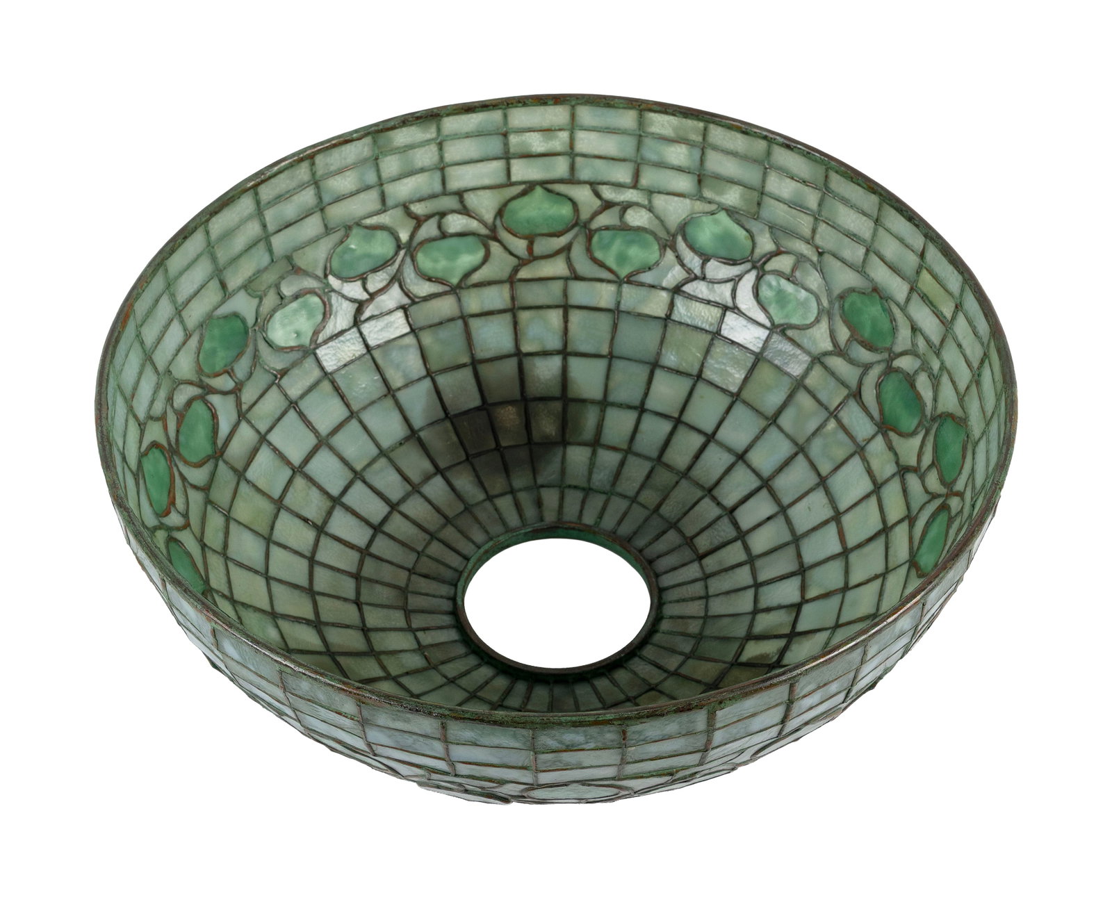 TIFFANY STUDIOS "ACORN" LEADED GLASS AND PATINATED BRONZE TABLE LAMP New York, Circa 1900 Height - 6