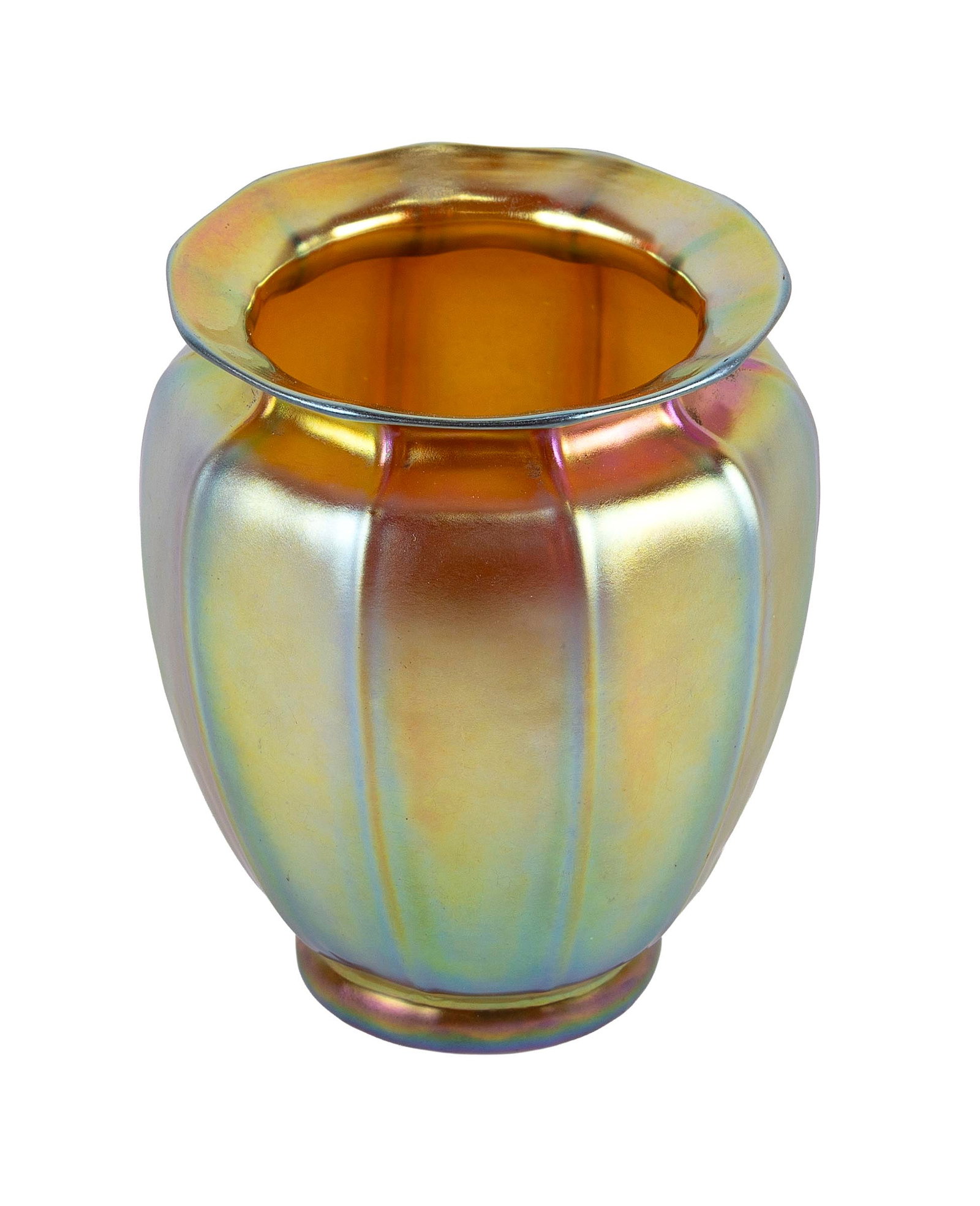 STEUBEN AURENE GLASS VASE New York, 20th Century Height 5". (1 of 3)