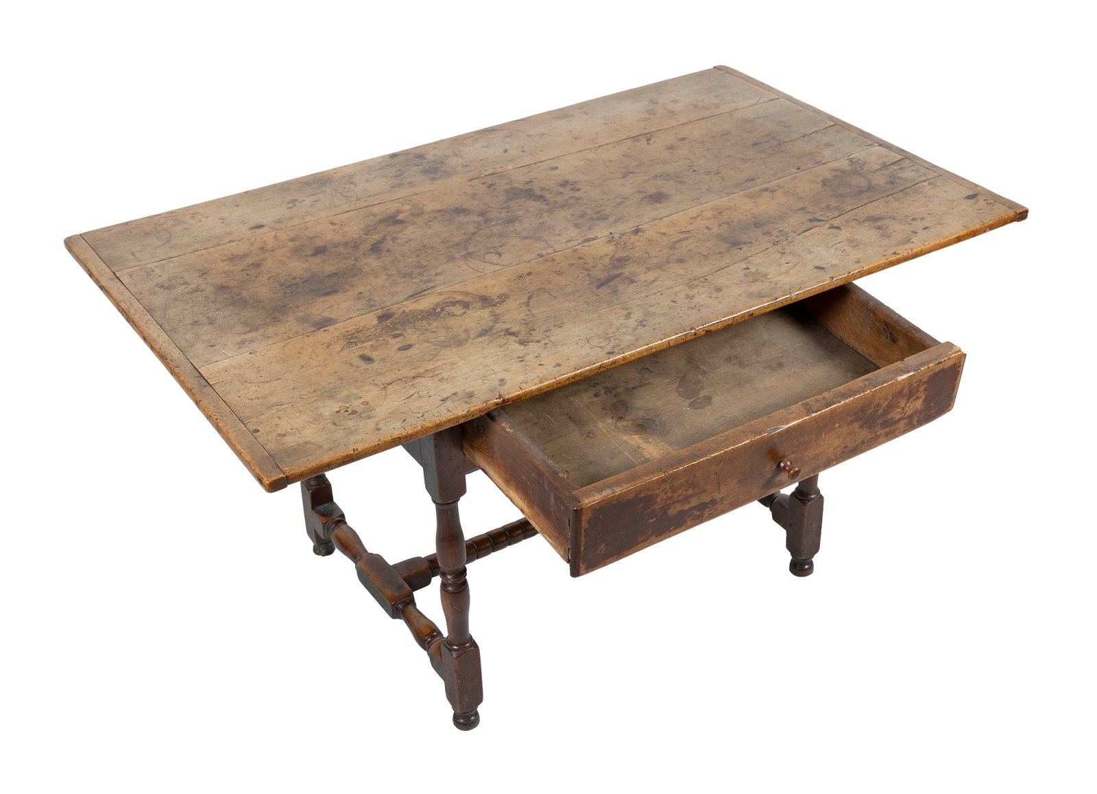 FINE WILLIAM AND MARY TAVERN TABLE New England, Circa 1710 Height 26". Top 50" x 29.75". - 2