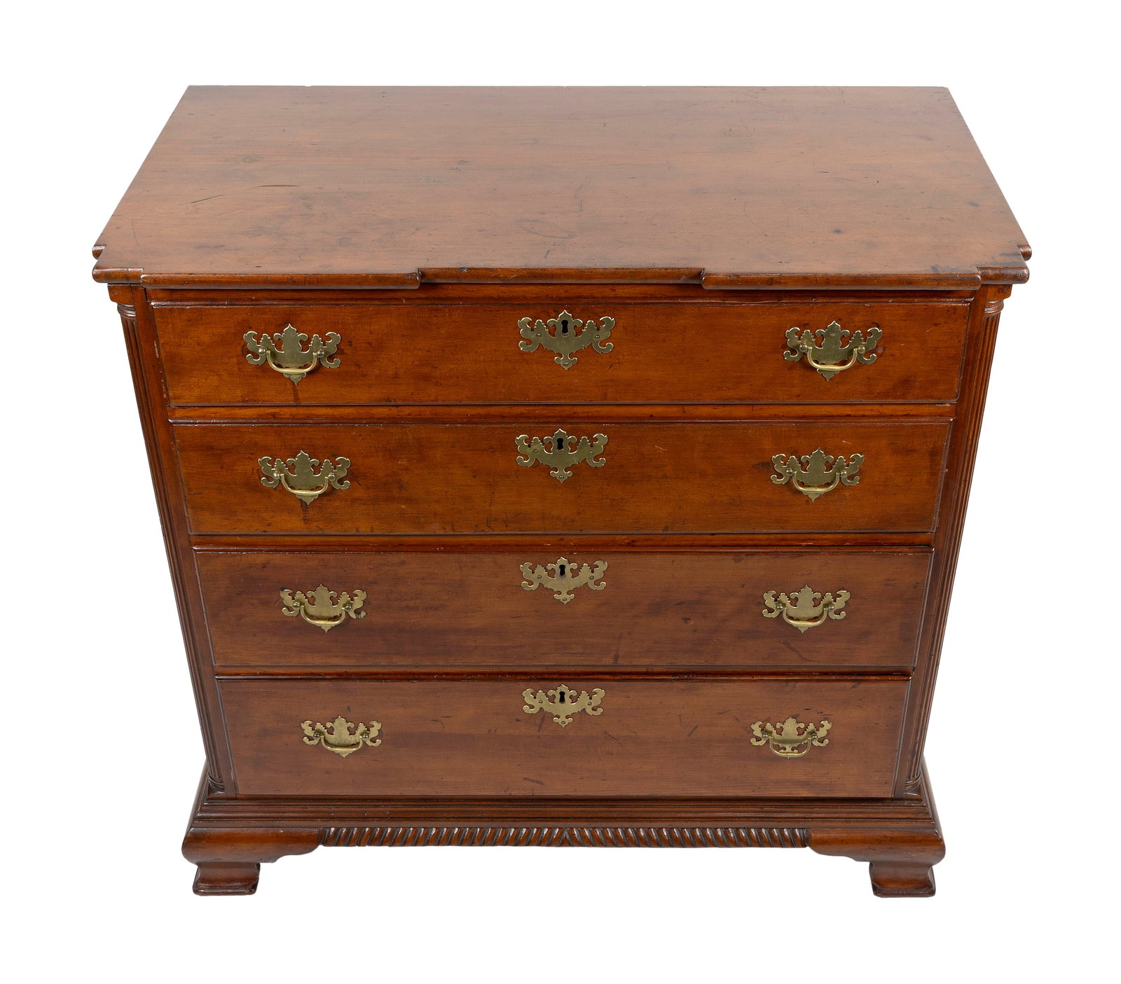 CHIPPENDALE CHERRY CHEST OF DRAWERS Connecticut, probably the area of Granby, Circa 1800 Height 36". (1 of 8)