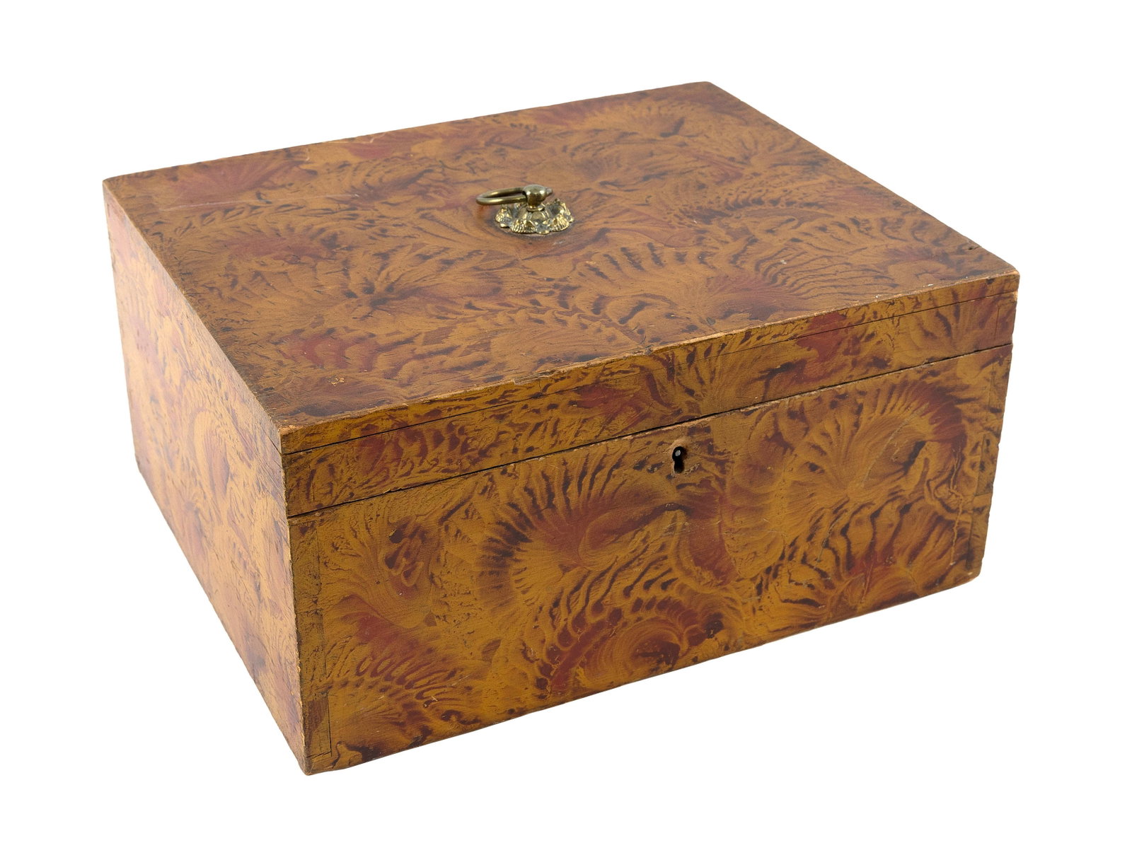 FINE PAINT-DECORATED PINE DOCUMENT BOX New England, Early 19th Century Height 5.75". Width 12". (1 of 9)