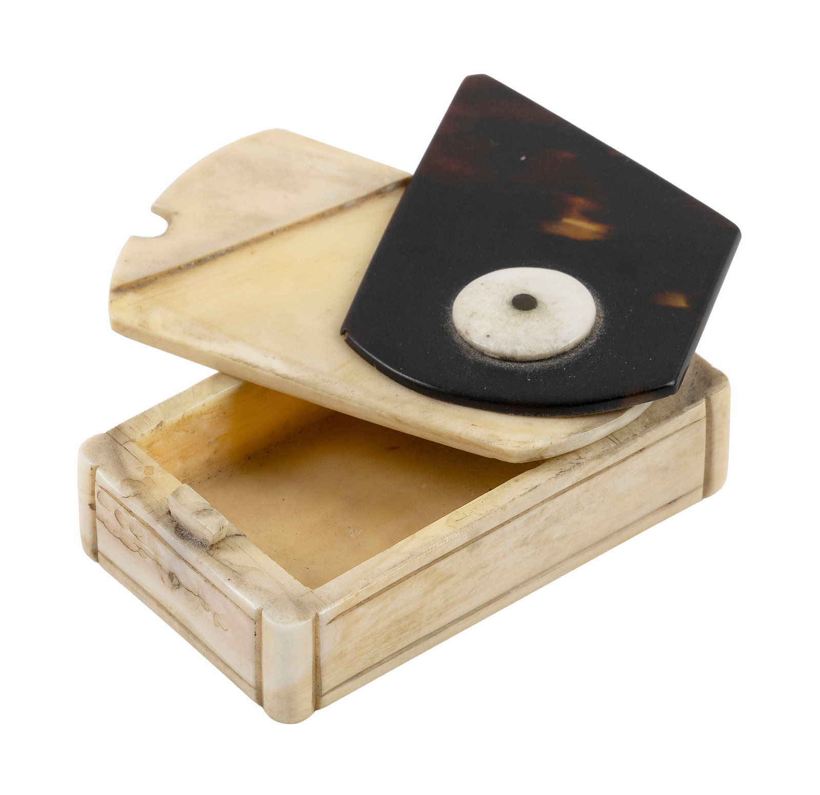 SAILOR-MADE IVORY AND SHELL PUZZLE BOX America, 19th Century Height 1". Length 3". Width 1.75". (1 of 1)