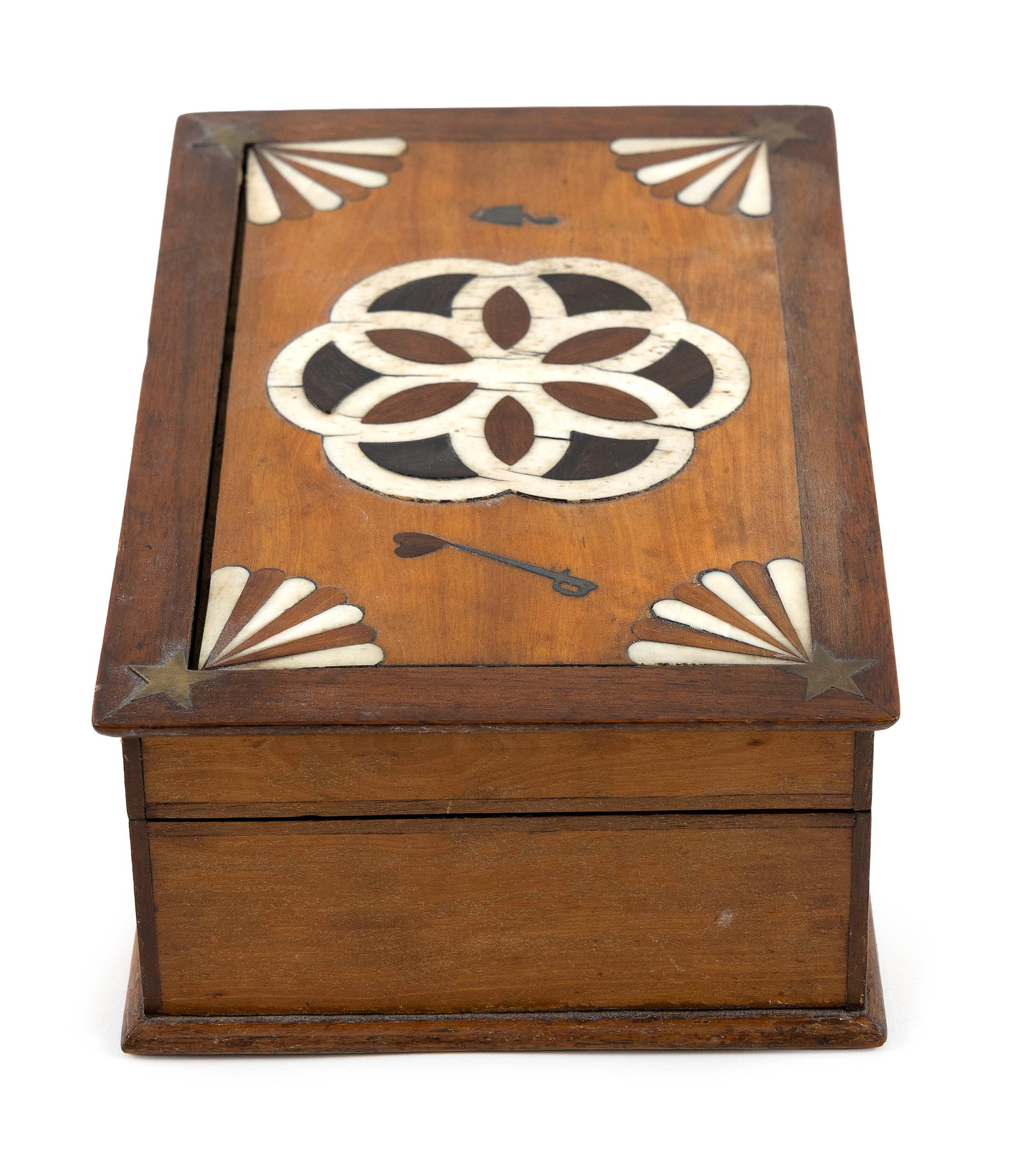 WHALEBONE AND EXOTIC WOOD INLAID KEEPSAKE BOX America, Circa 1875 Height 3.25". Width 9.75". Depth - 5