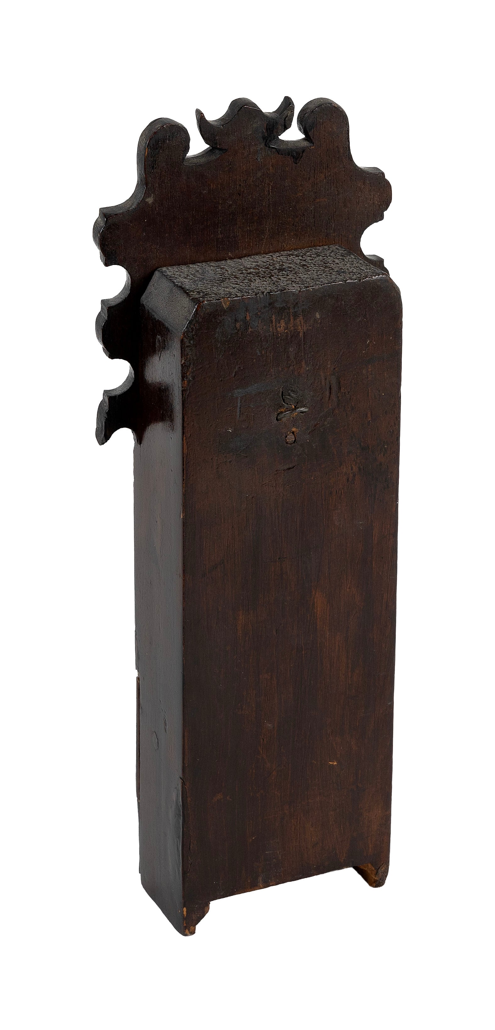 CARVED WOODEN WATCH HUTCH 19th Century Height 12.75". Maximum width 4.75". - 7