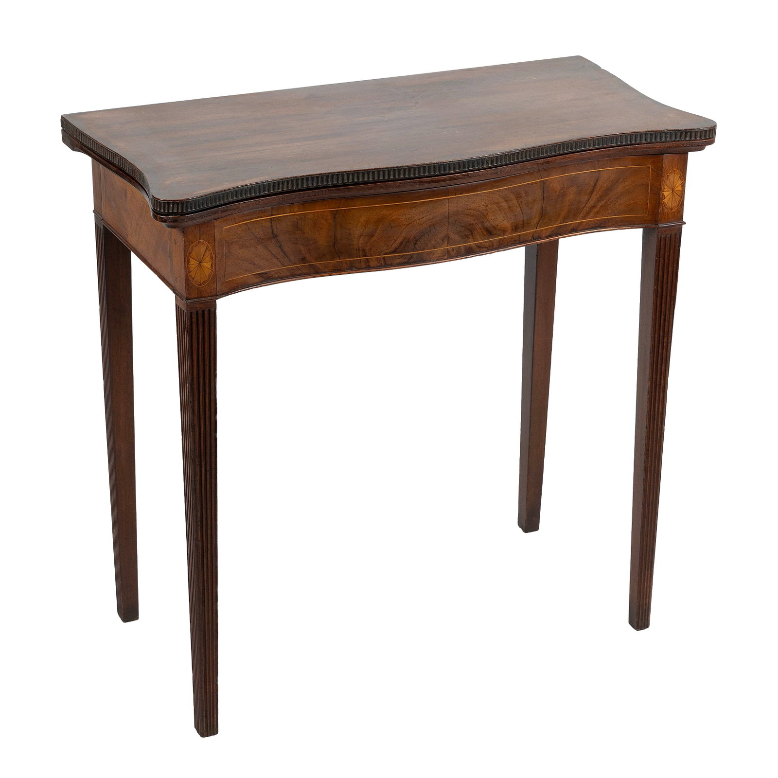 GODDARD-TOWNSEND SCHOOL TRANSITIONAL CHIPPENDALE INLAID MAHOGANY CARD TABLE Newport, Rhode Island, (1 of 4)