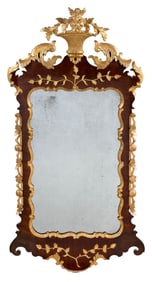 CHIPPENDALE MAHOGANY AND PARCEL GILT WALL MIRROR Circa 1780 Height 45.5". Width 22.5".