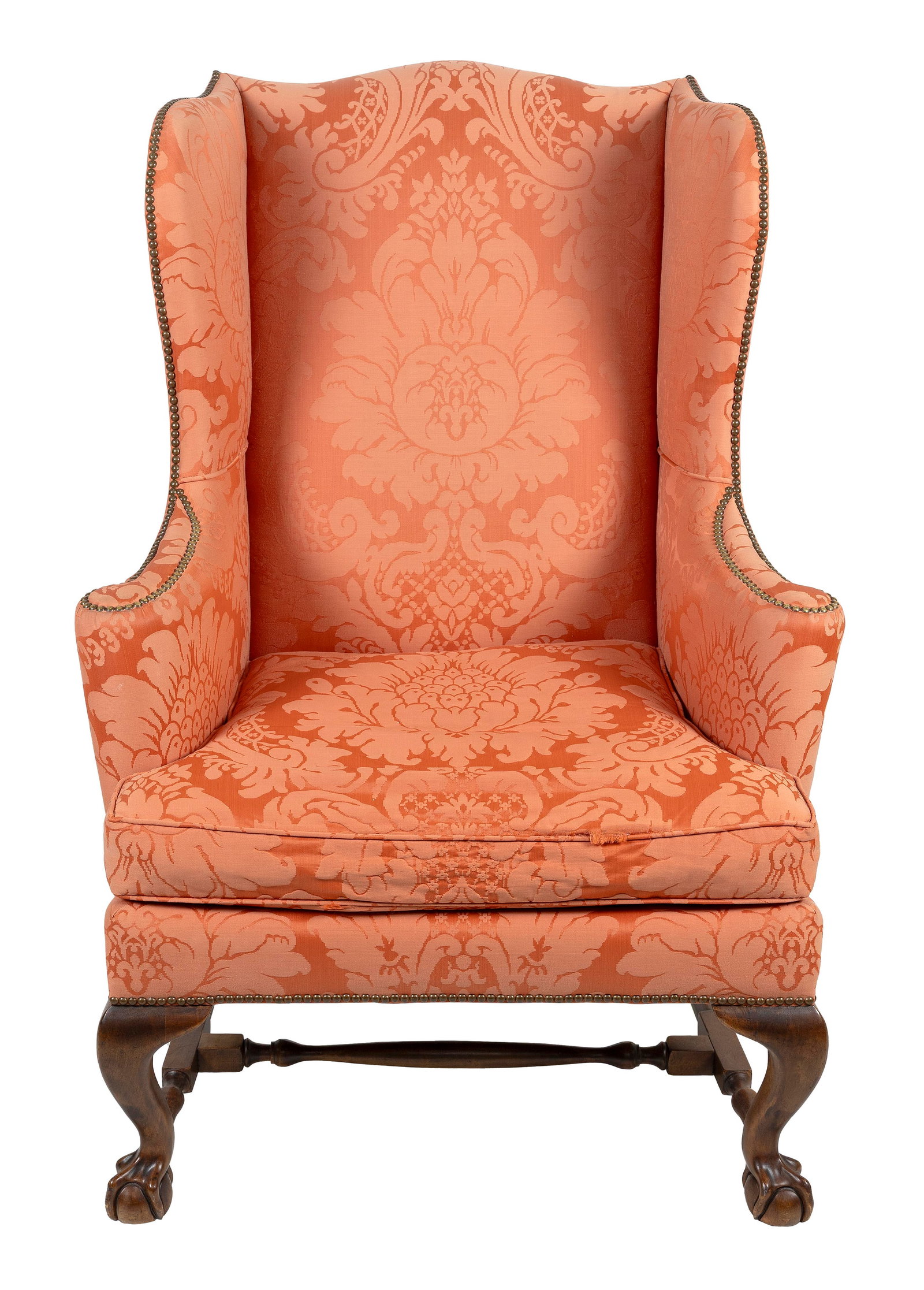 CHIPPENDALE MAHOGANY WING CHAIR 18th Century Back height 45.5". Seat height 19". Width 32.75". (1 of 4)