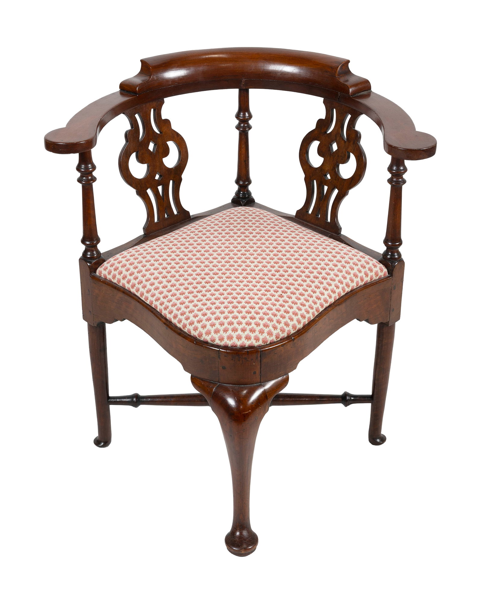 CHIPPENDALE MAHOGANY CORNER CHAIR 18th Century Back height 30.25". Seat height 17.5". (1 of 3)
