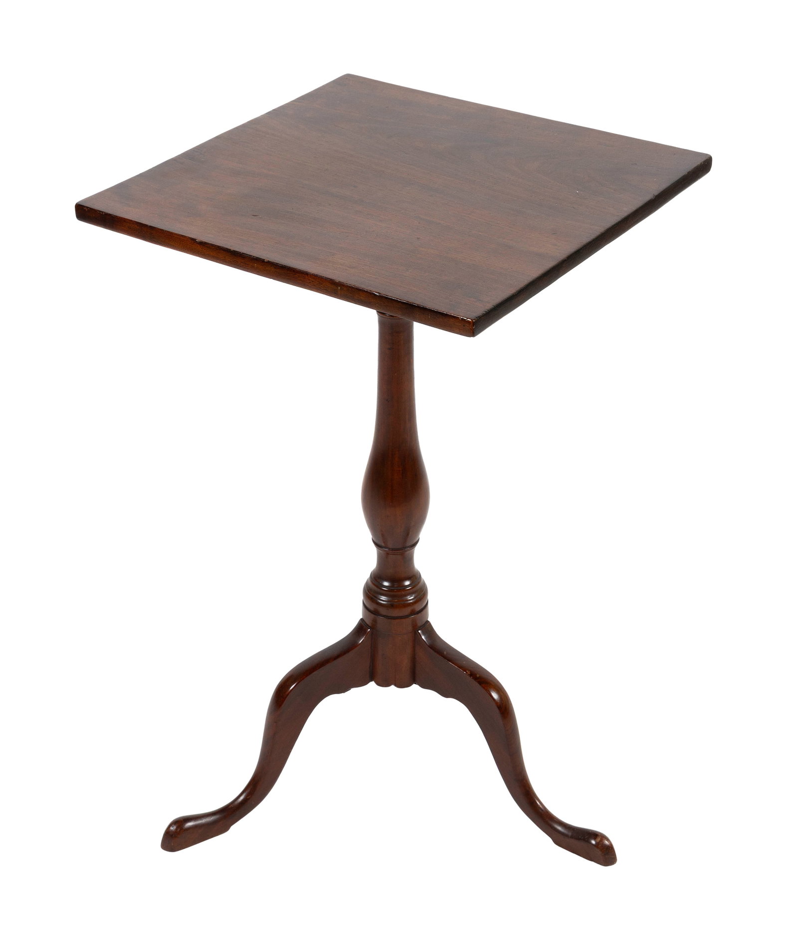 CHIPPENDALE MAHOGANY CANDLESTAND Probably Rhode Island, Circa 1760 Height 27.25". Top 16.625" x (1 of 3)