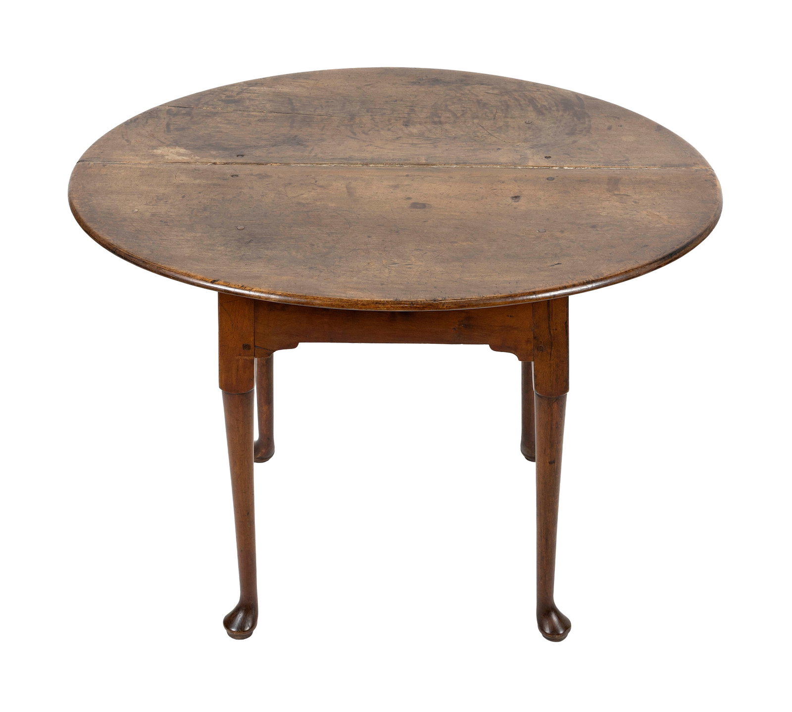 OUTSTANDING COUNTRY QUEEN ANNE MAPLE TEA TABLE Probably Rhode Island, Circa 1750 Height 24.75". Top (1 of 3)