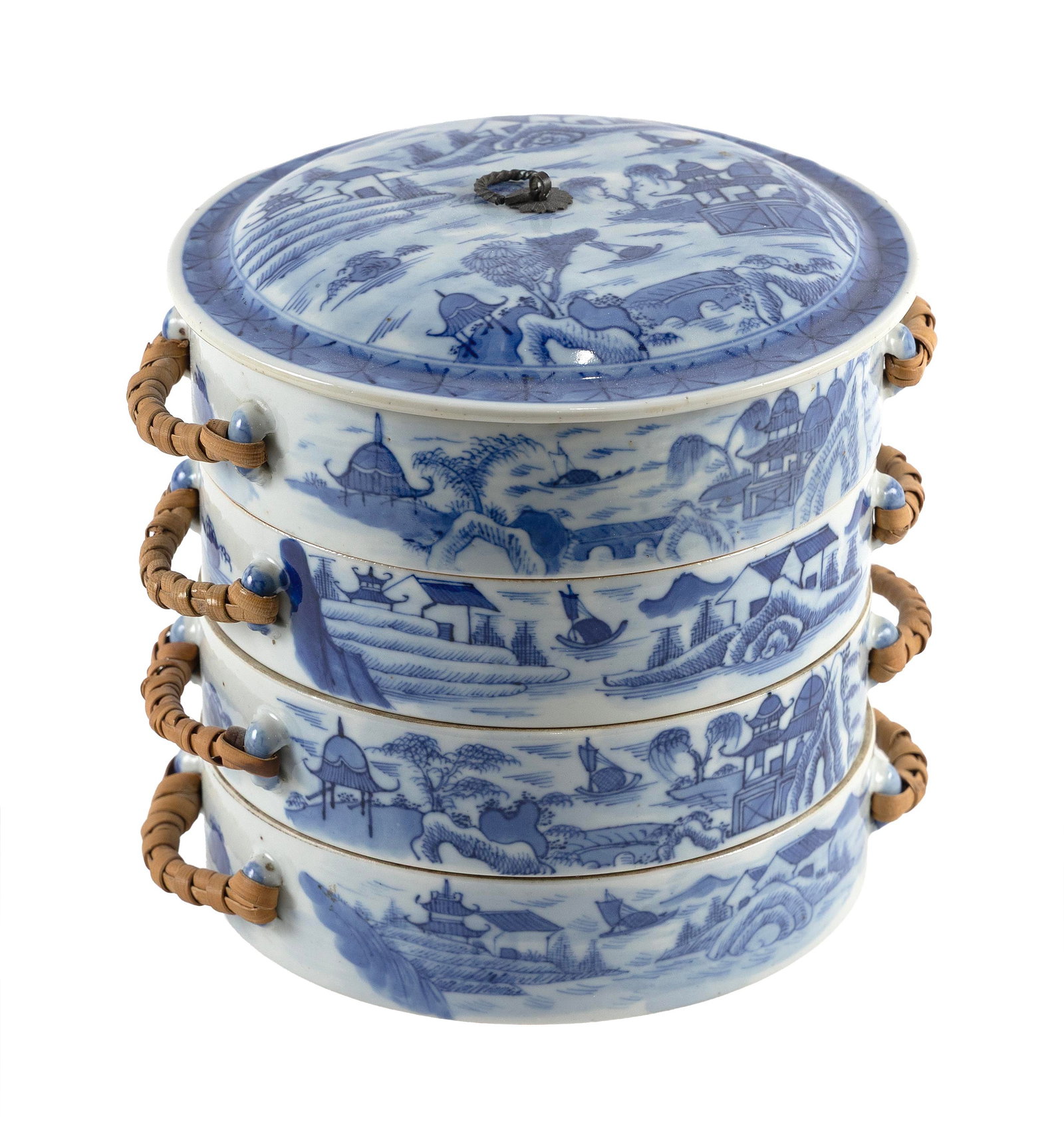 RARE STACKING SET OF FOUR CHINESE EXPORT PORCELAIN FOOD DISHES Late 18th/Early 19th Century Total (1 of 3)