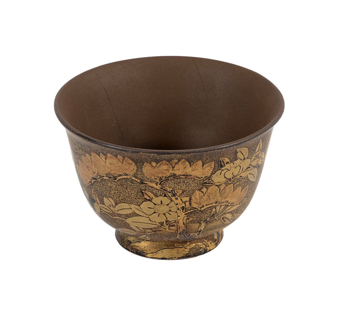JAPANESE GILT ON DRY LACQUER BOWL Meiji Period Height 2.5". Diameter 3.25". (1 of 6)