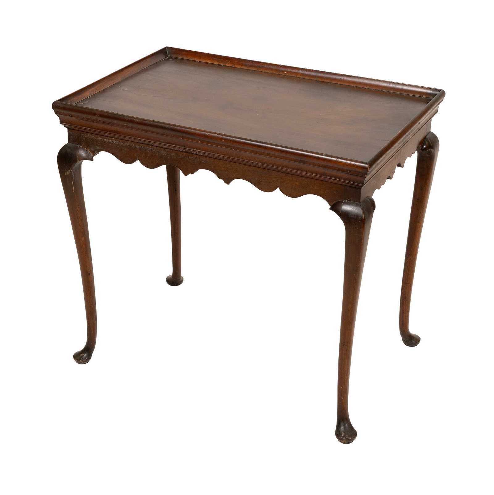 QUEEN ANNE MAHOGANY TRAY-TOP TEA TABLE New England, Mid-18th Century Height 26.75". Top 29" x 19.5". (1 of 1)