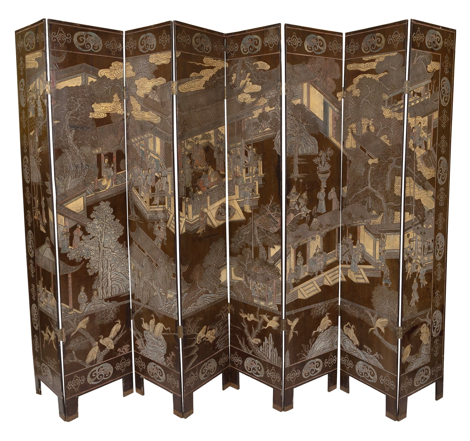 CHINESE DOUBLE-SIDED COROMANDEL SCREEN 19th Century Height 85". Panel widths 16". (1 of 1)
