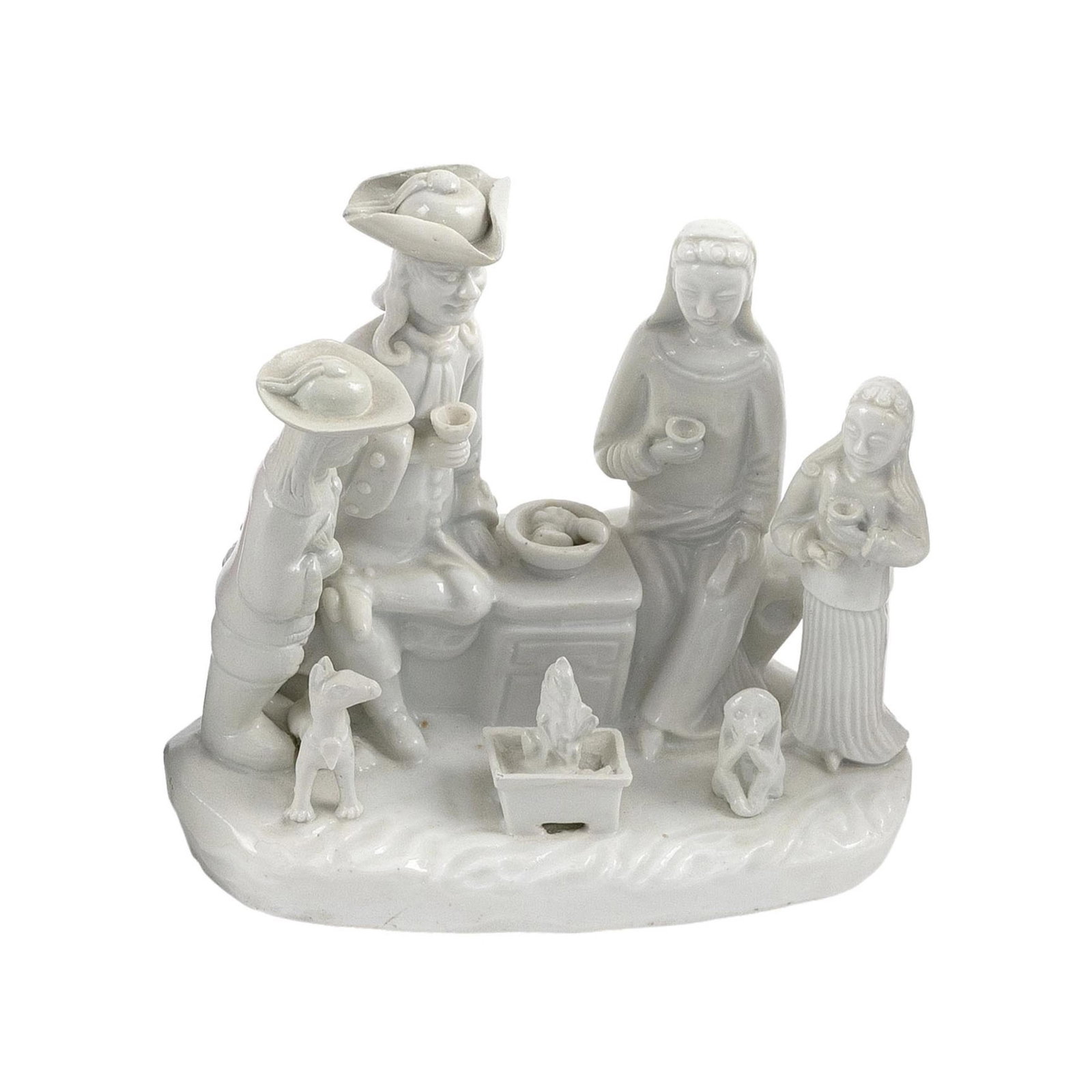 CHINESE EXPORT BLANC DE CHINE (DEHUA) PORCELAIN FIGURE GROUP OF WESTERNERS Kangxi Period, Circa 1700 (1 of 1)