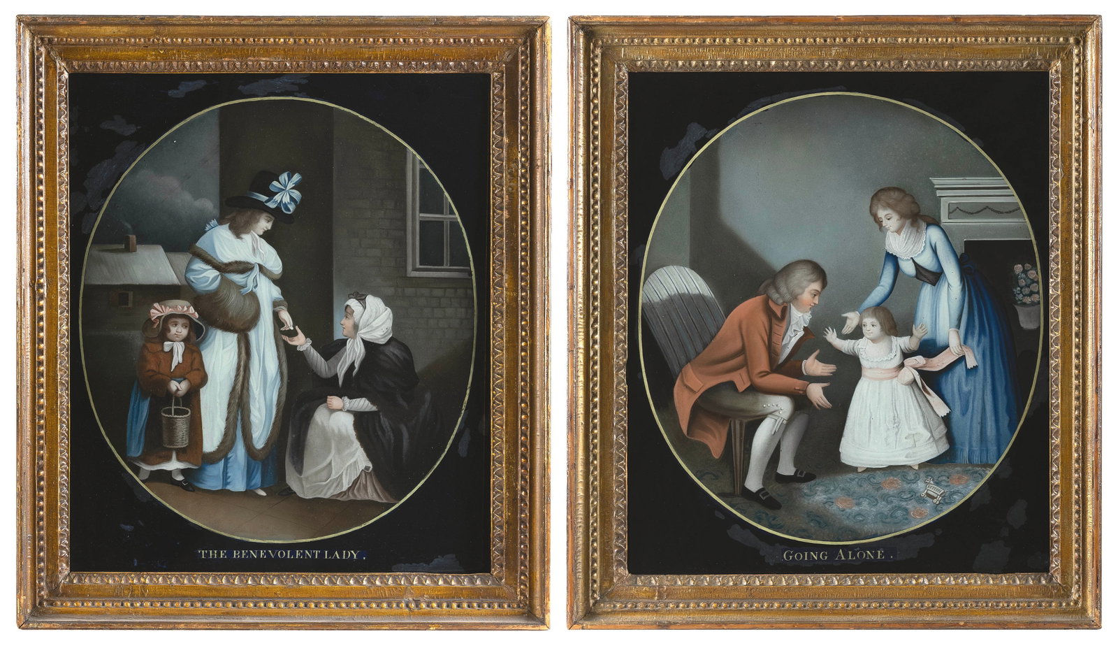 CHINESE SCHOOL (19th Century,), Two Chinese Export reverse paintings on glass:, 16" x 13" sight. (1 of 1)