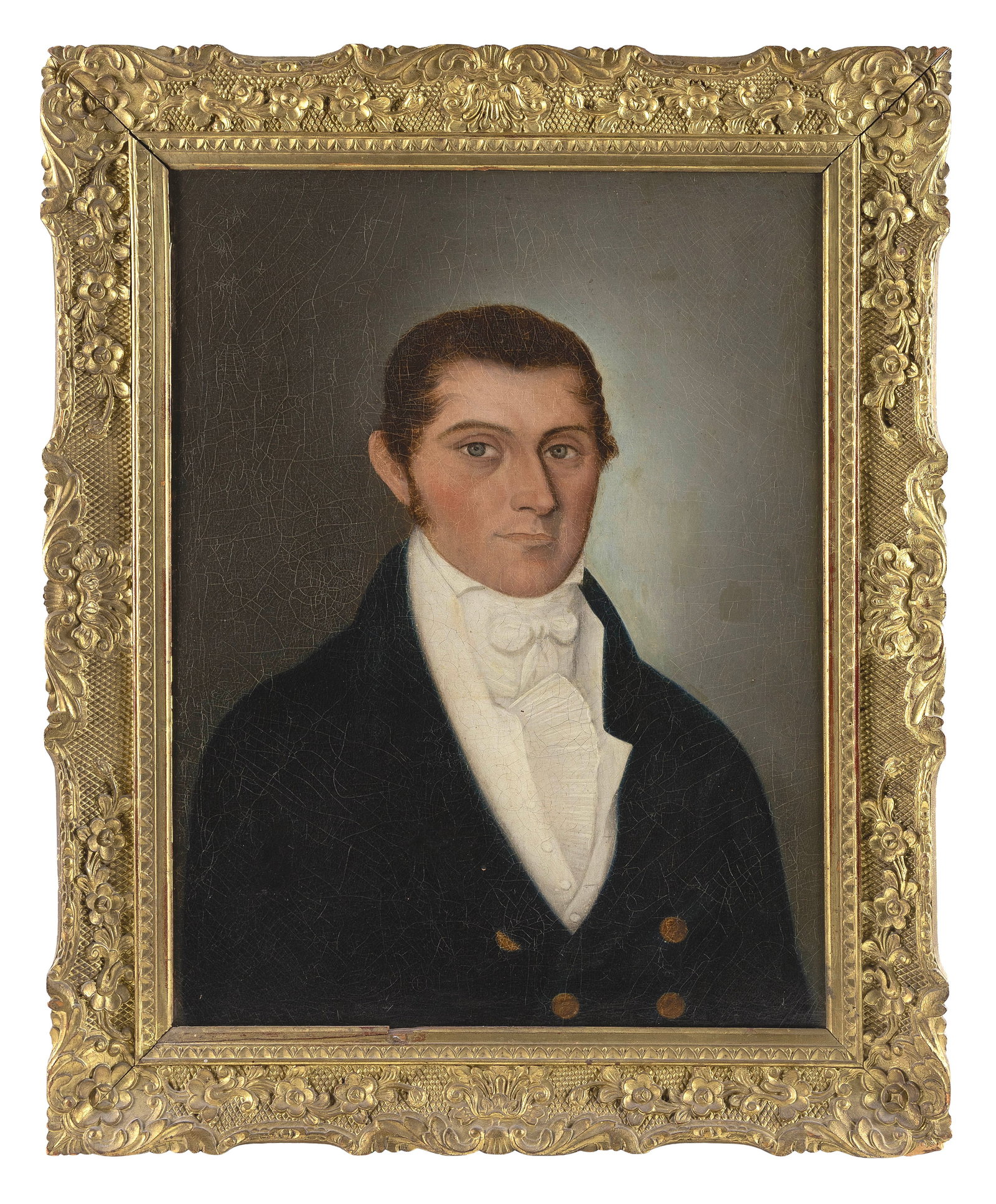 CHINESE SCHOOL (19th Century,), Portrait of a man in white stock and black jacket., Oil on canvas, (1 of 1)