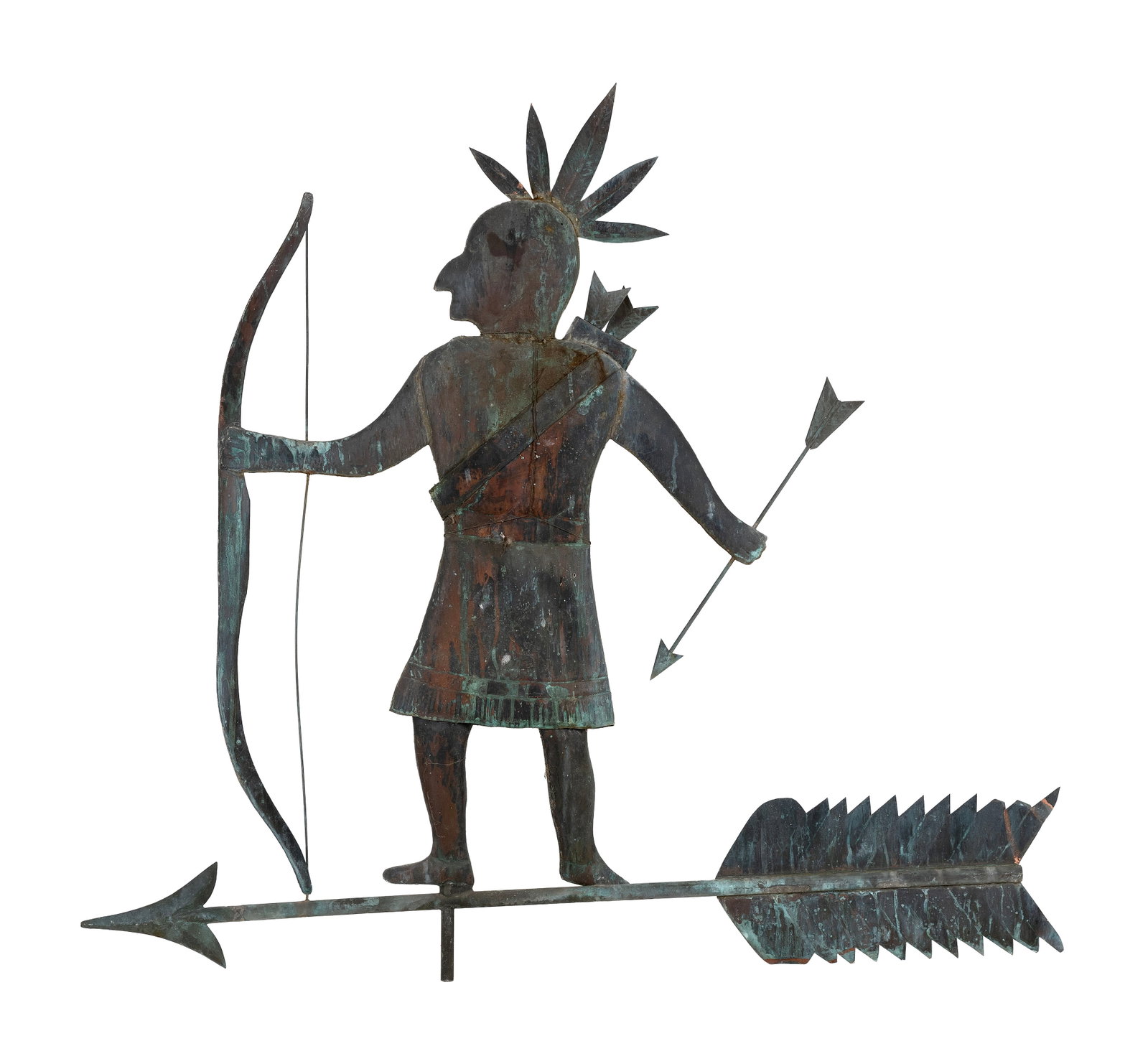 COPPER MASSASOIT WEATHER VANE 20th Century Height 34.5". Length 40". (1 of 1)