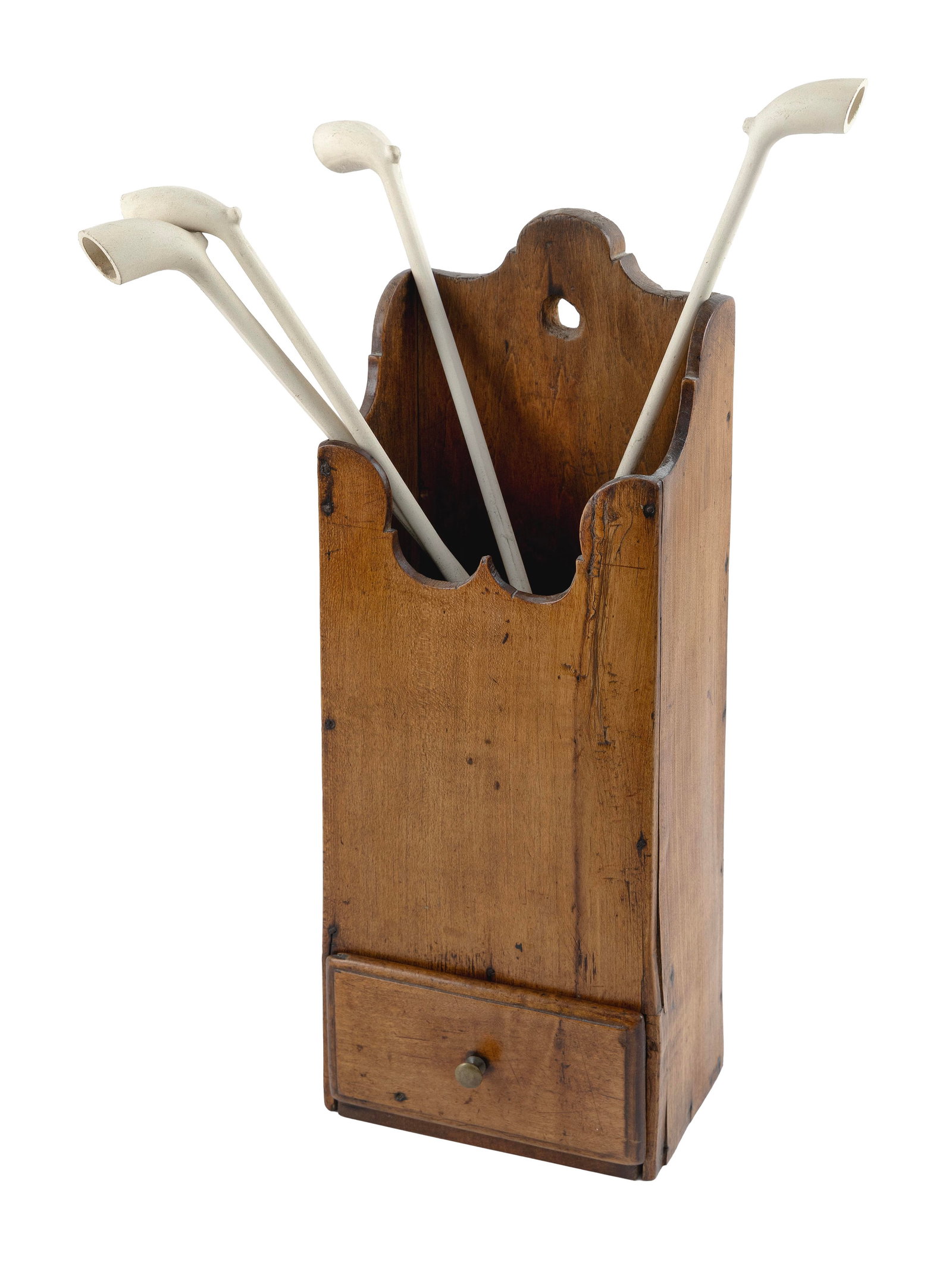 MAPLE PIPE BOX New England, Late 18th/Early 19th Century Box height 16". Width 6.25". Depth 4.75". (1 of 3)