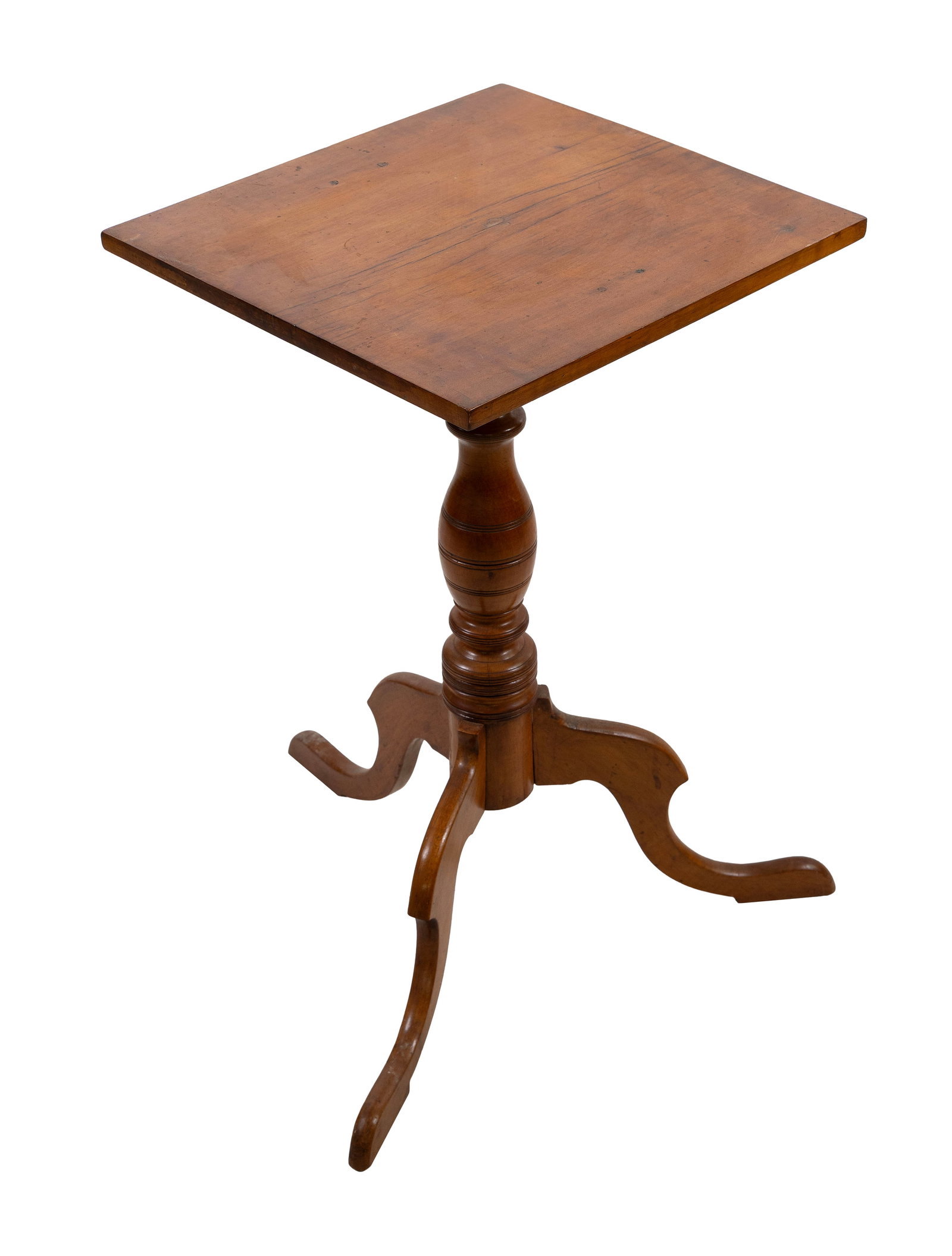 MAPLE CANDLESTAND 19th Century Height 25.5". Top 15.5" x 14.5". (1 of 1)