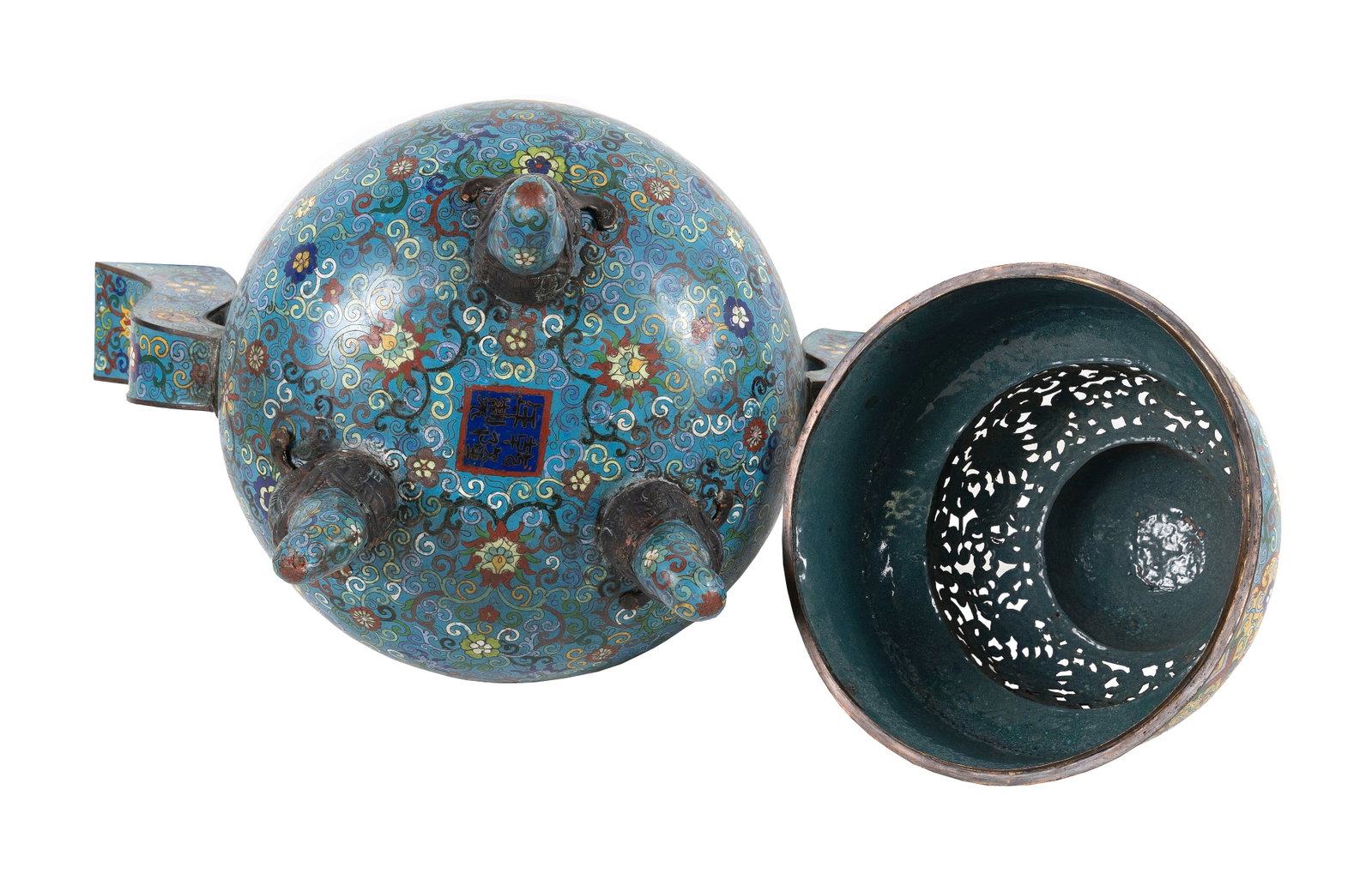 IMPRESSIVE CHINESE CLOISONNE ENAMEL CENSER 19th Century Height 29". Width 22". - 3