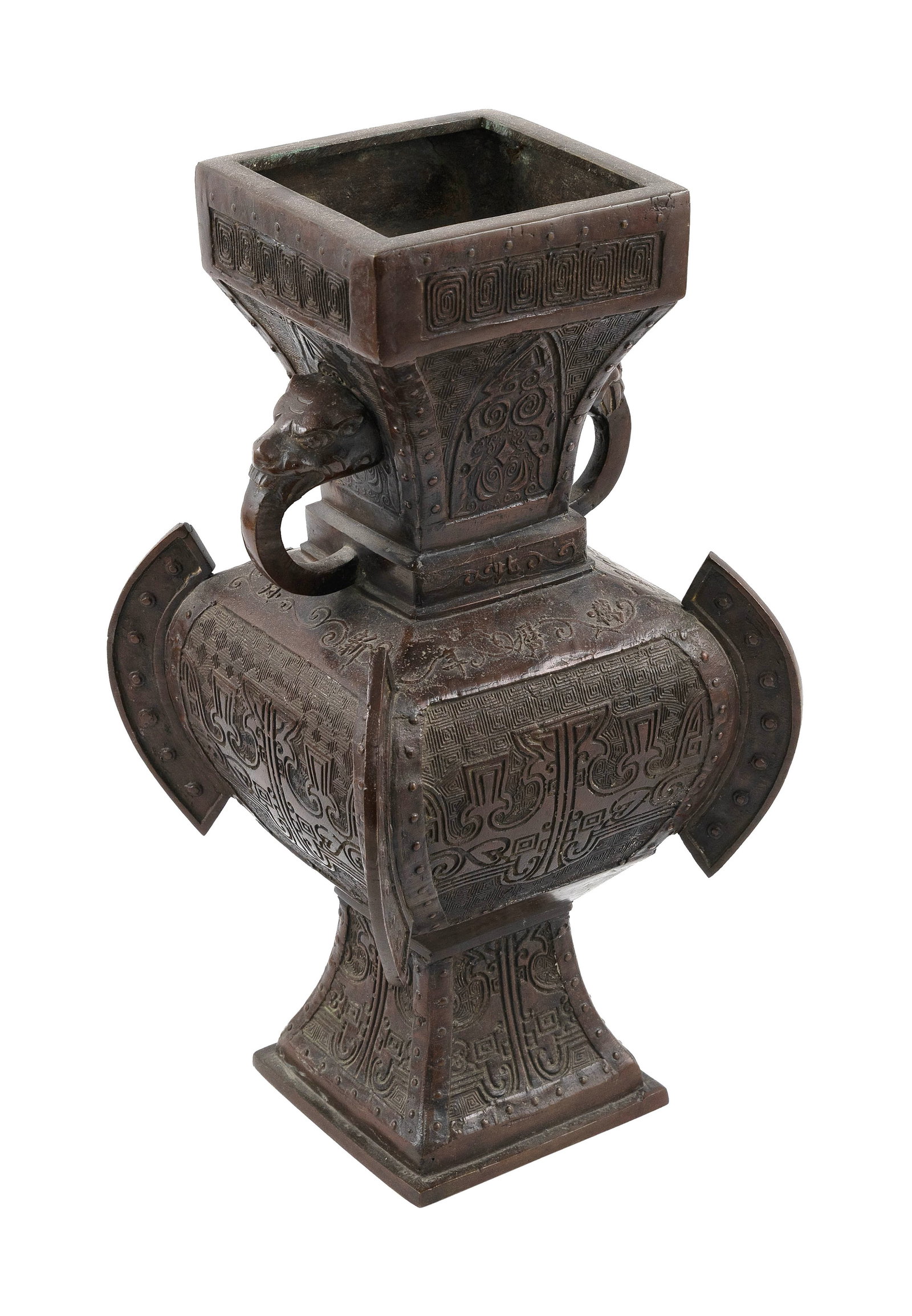 CHINESE BRONZE BALUSTER VASE 19th Century Height 15.25". (1 of 3)