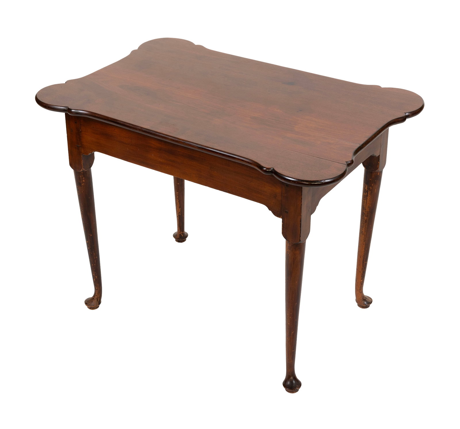 QUEEN ANNE CHERRY PORRINGER-TOP TEA TABLE New England, Mid-18th Century Height 26". Length 34.5". (1 of 1)