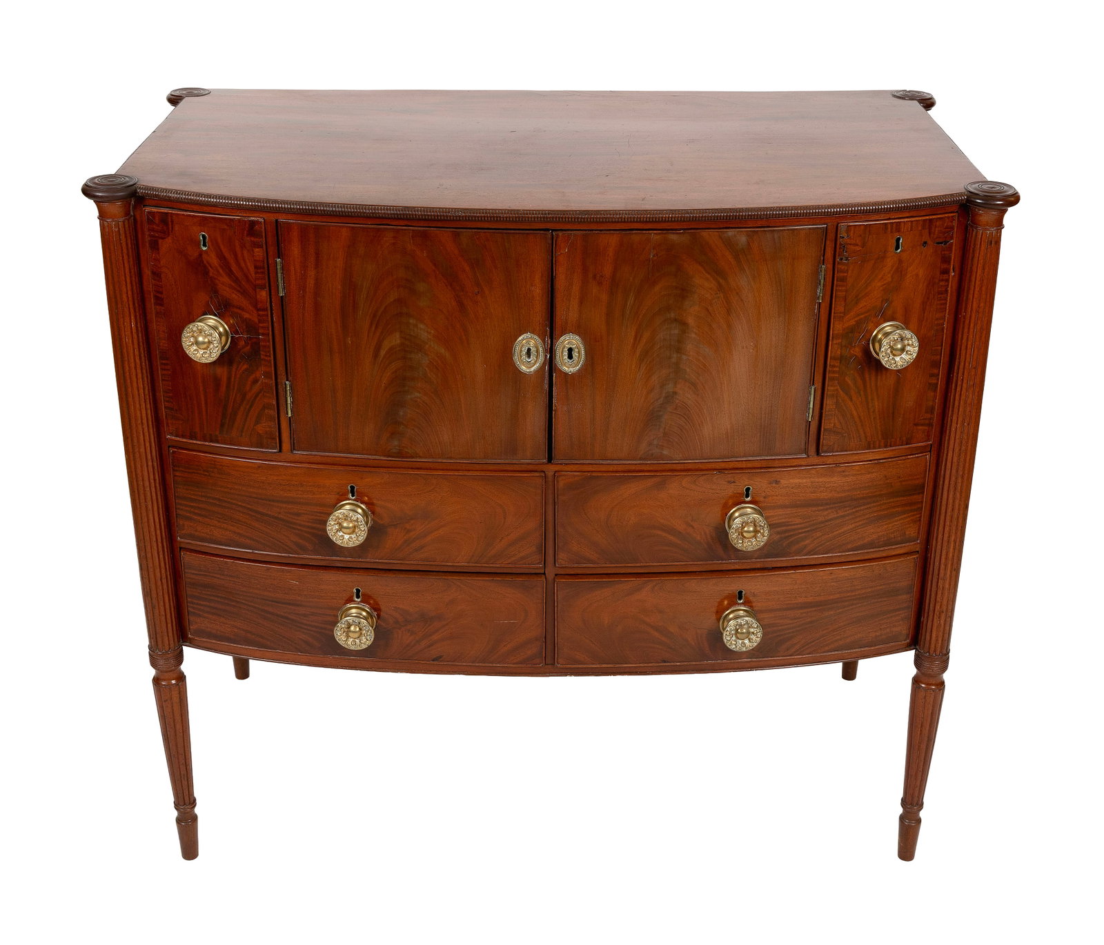 SHERATON MAHOGANY BOWFRONT SERVER ATTRIBUTED TO WILLIAM HOOK Salem, Massachusetts, Circa 1805 Height (1 of 1)