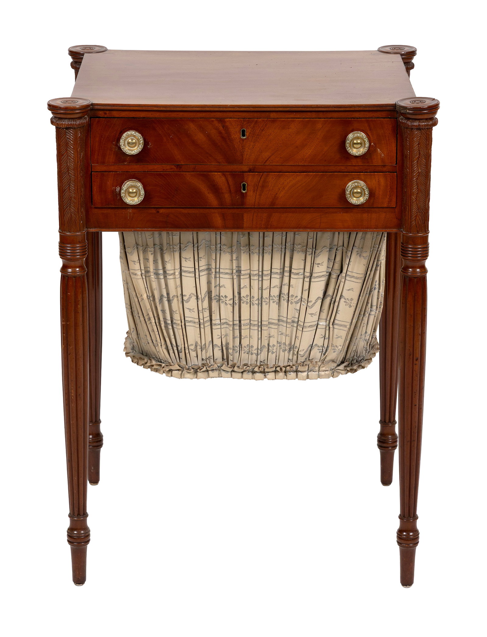 SHERATON MAHOGANY SEWING TABLE ATTRIBUTED TO WILLIAM HOOK Salem, Massachusetts, Circa 1810 Height (1 of 1)