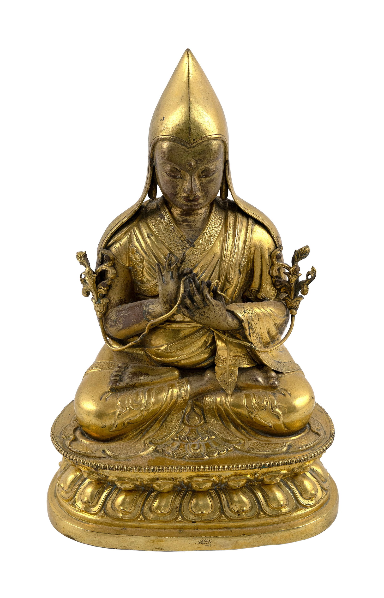TIBETAN GILT BRONZE TSONGKHAPA, FOUNDER OF THE GELUG SCHOOL OF TIBETAN BUDDHISM 19th Century Height (1 of 3)