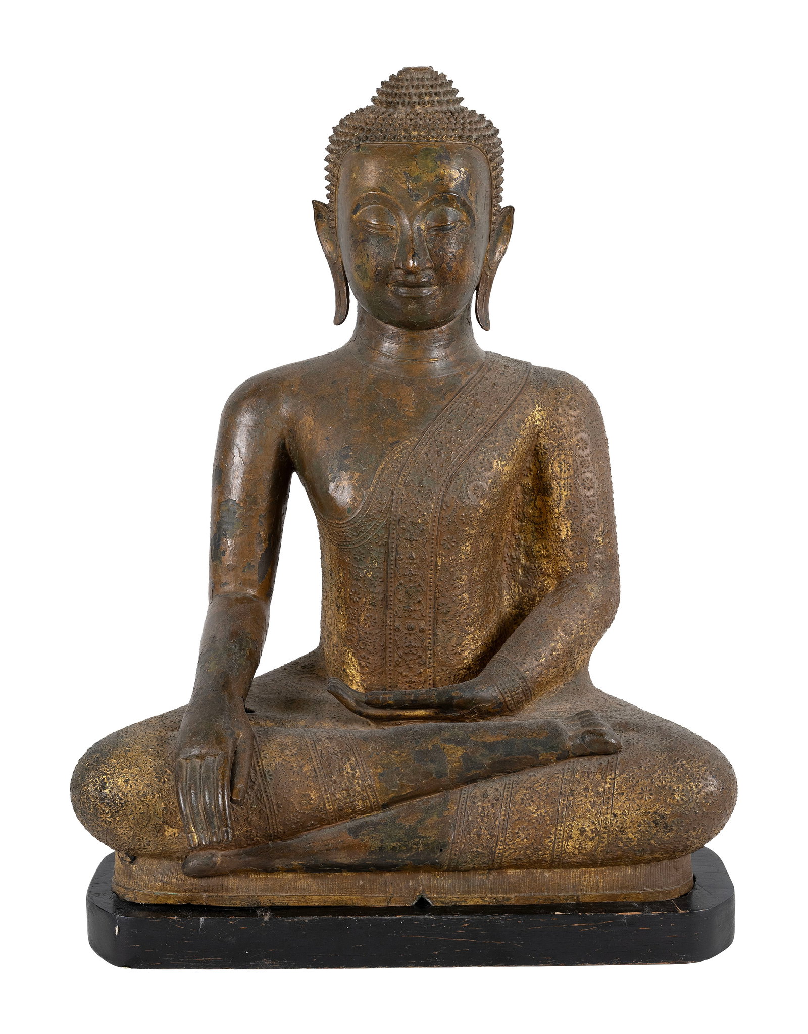 THAI BRONZE BUDDHA Rattanakosin Period, 19th Century Height 31". Width 23". (1 of 1)