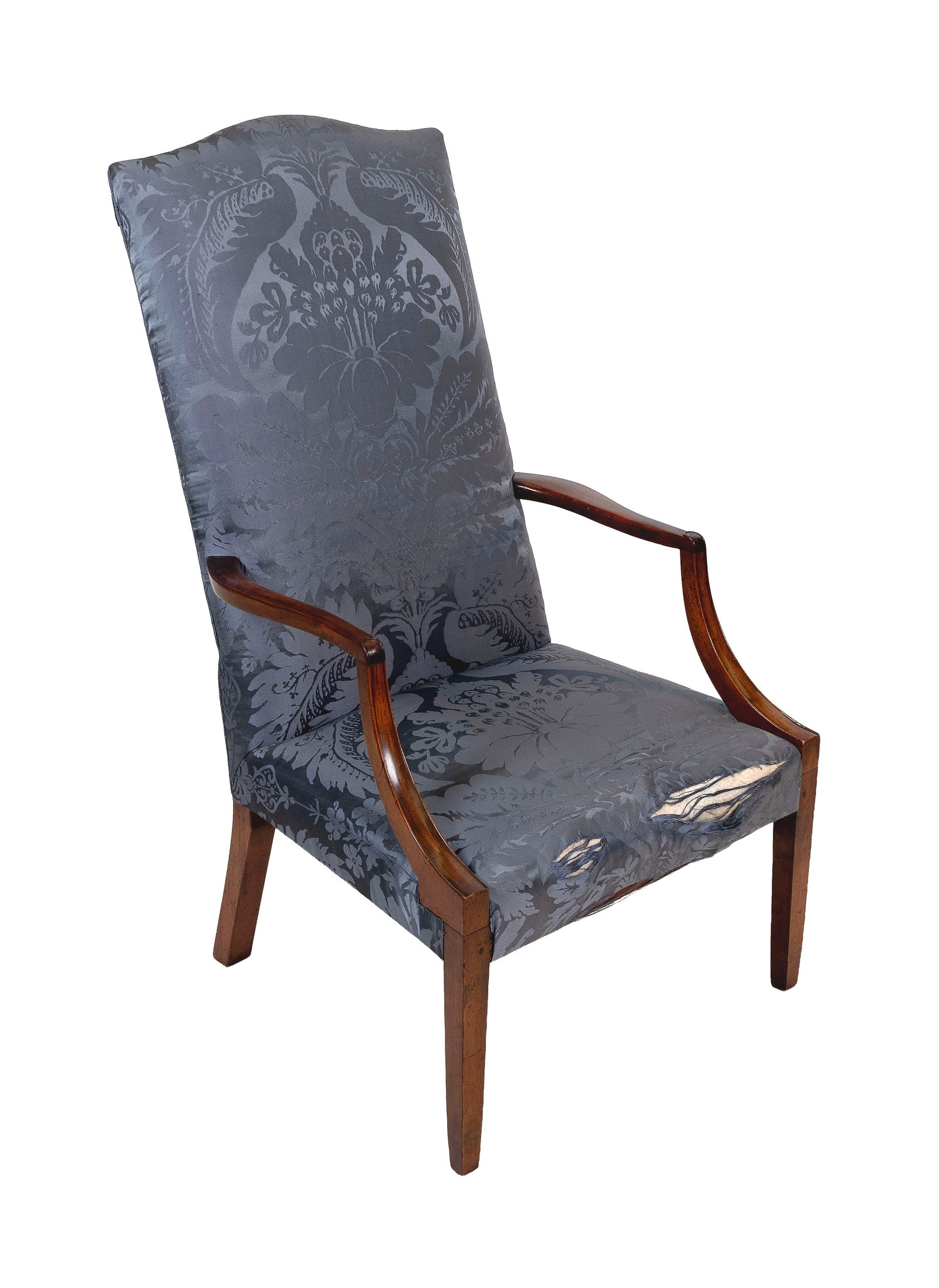 FEDERAL MAHOGANY LOLLING CHAIR Massachusetts, Circa 1800 Back height 47". Seat height 17". (1 of 1)
