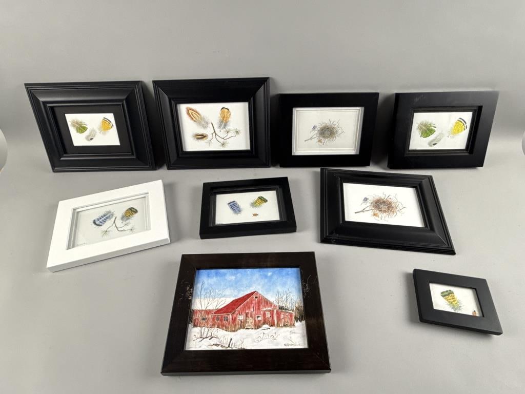 ROSCOE A. CONDON (Fitchburg, Massachusetts, 1935-2025), Nine nature-themed acrylics on paper.,: ROSCOE A. CONDON Fitchburg, Massachusetts, 1935-2025 Nine nature-themed acrylics on paper. Most signed "R. Condon". Framed from 4" x 5" to 8.5" x 10".