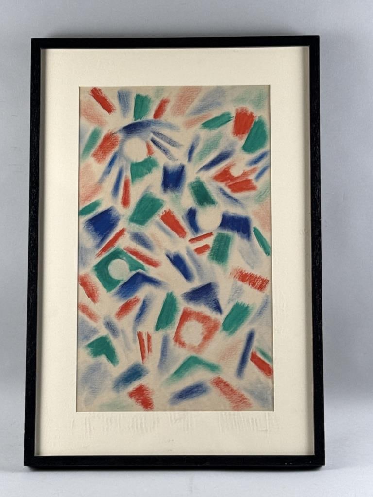 ATTRIBUTED TO HARLEY MANLIUS PERKINS (Massachusetts/Vermont, 1883-1964), Abstract., Watercolor on: ATTRIBUTED TO HARLEY MANLIUS PERKINS Massachusetts/Vermont, 1883-1964 Abstract. Unsigned. Watercolor on paper, 24" x 14.5" sight. Framed 31.5" x 21.5".