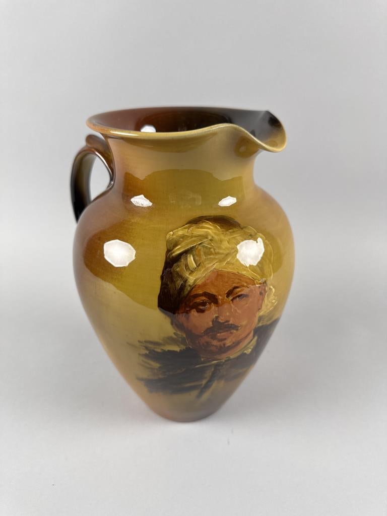 ARTUS VAN BRIGGLE FOR ROOKWOOD POTTERY PITCHER Cincinnati, Late 19th Century Height 10". Length 8". (1 of 4)