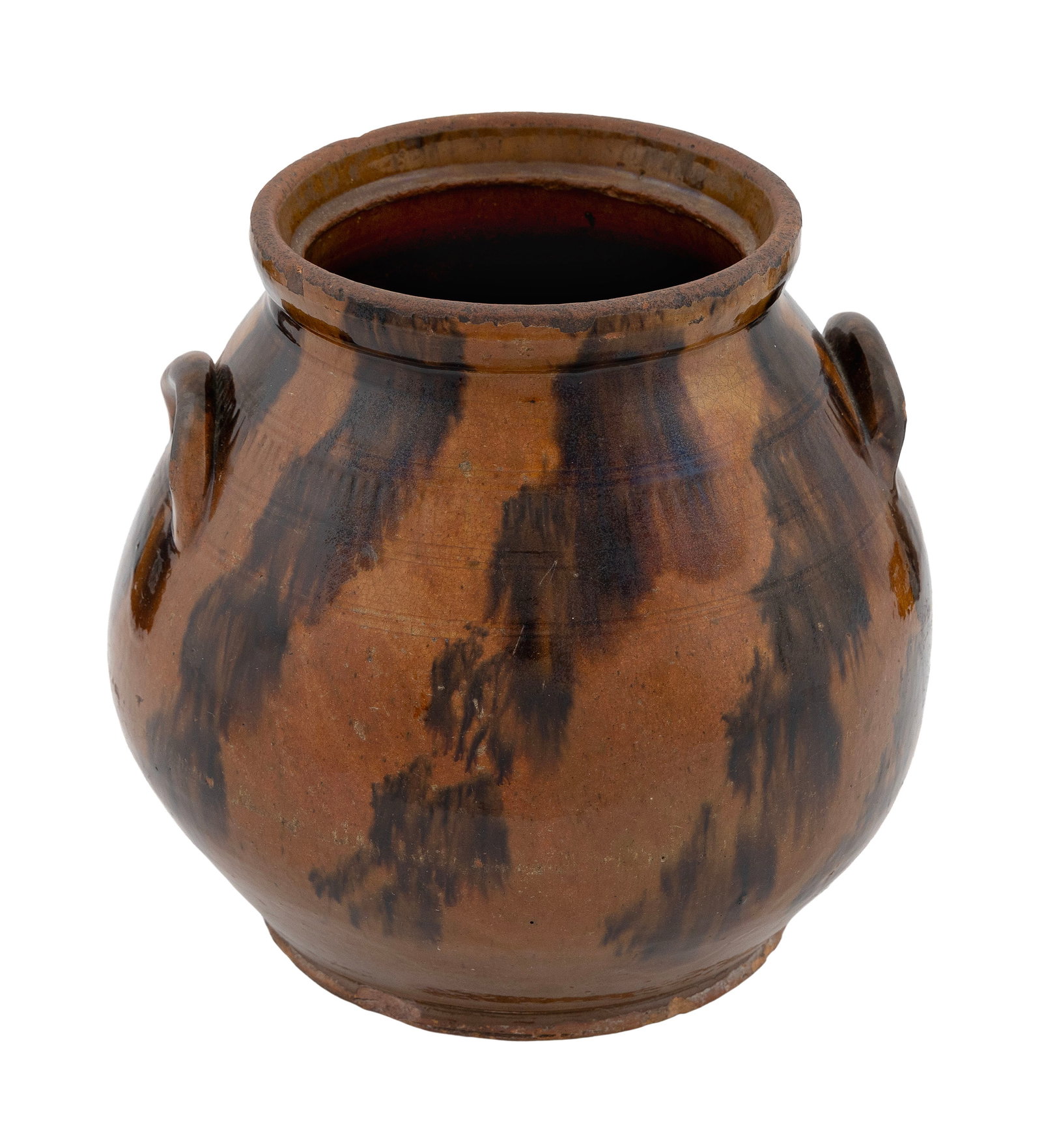 REDWARE POTTERY BOSTON BEAN POT Northeastern Massachusetts, 19th Century Height 8.5". (1 of 4)
