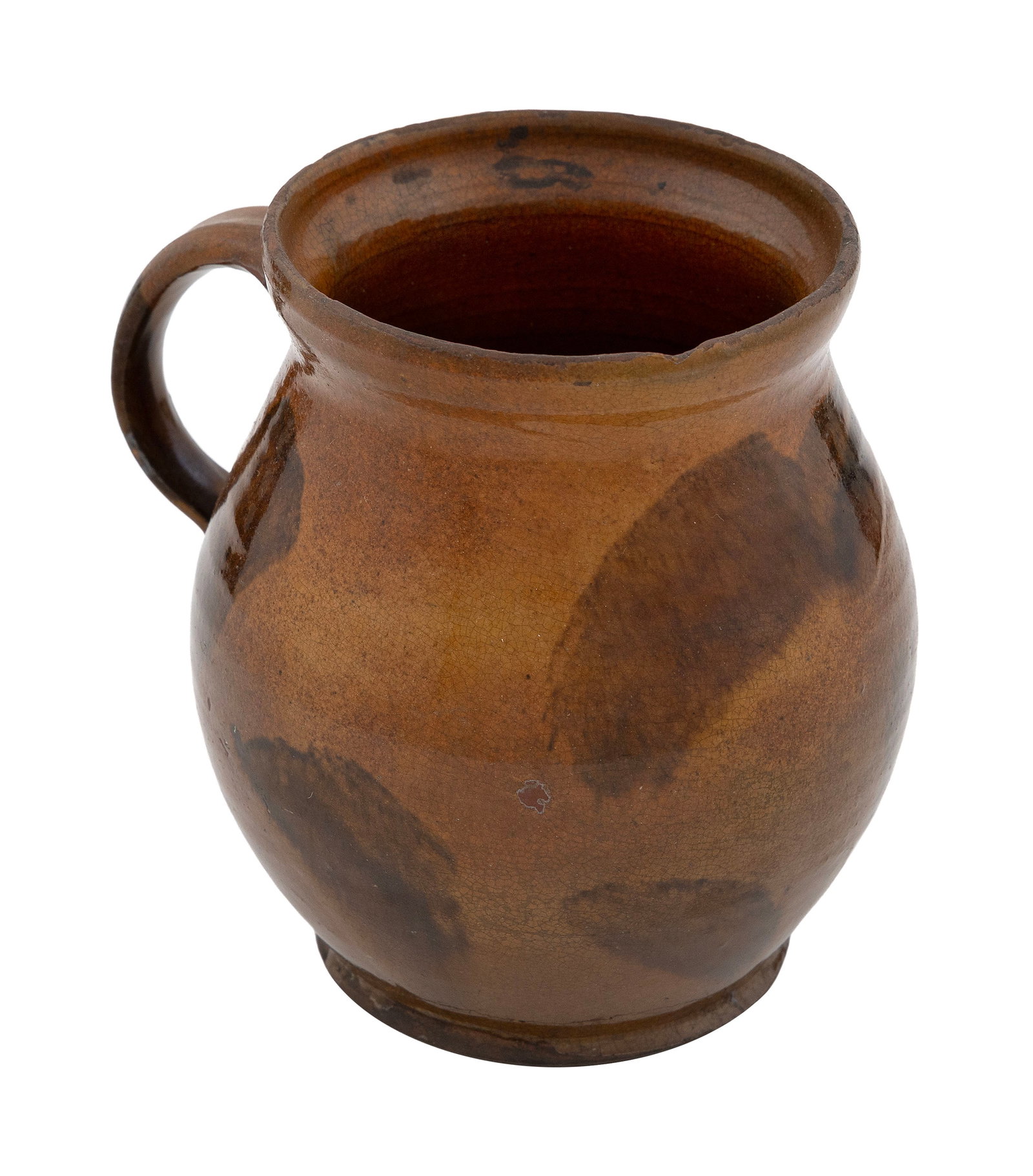 WILLIAM PECKER REDWARE POTTERY HERB POT Merrimacport, Massachusetts, 19th Century Height 5". (1 of 4)