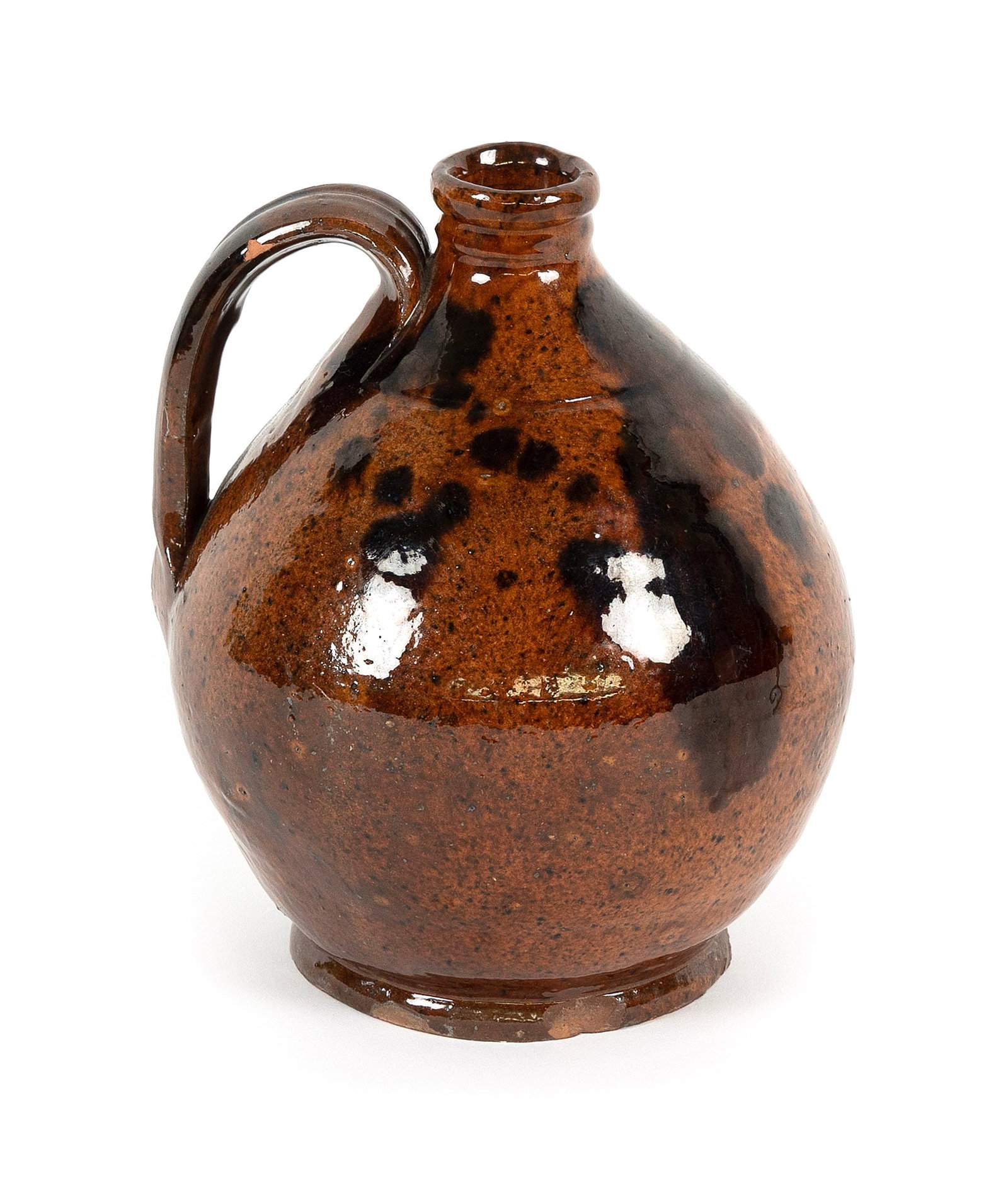 BRISTOL COUNTY, MASSACHUSETTS REDWARE POTTERY JUG Late 18th Century Height 6.5". (1 of 1)